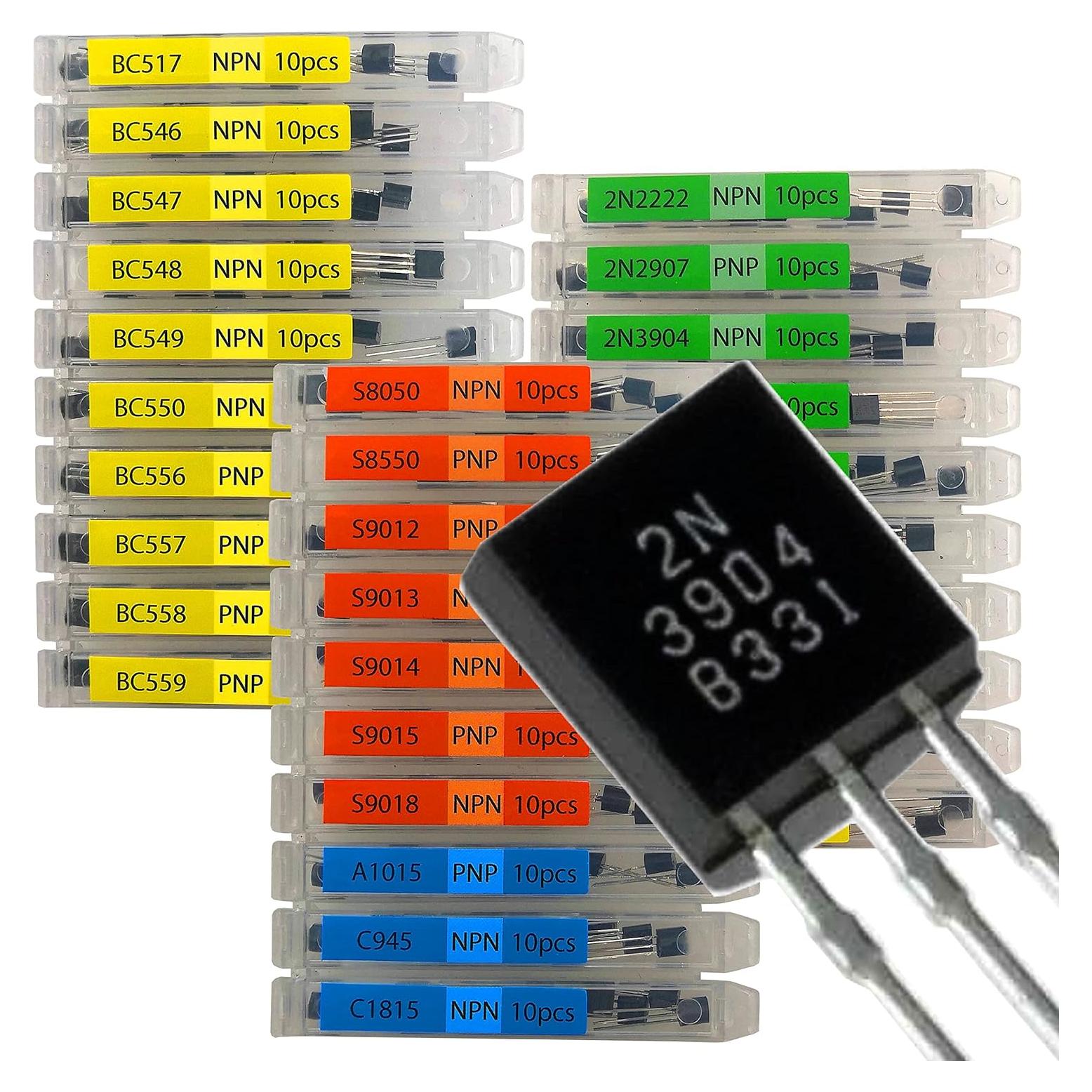 Kit de 300 Transistores TO92 NPN PNP 30 Modelos 1A Manufacturing