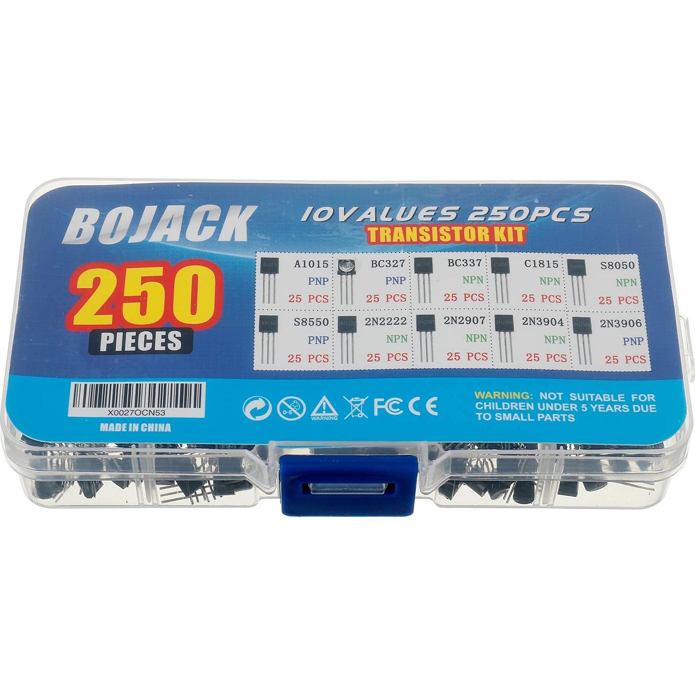 Kit de Transistores BOJACK 250 Pcs PNP NPN A1015 BC327 BC337