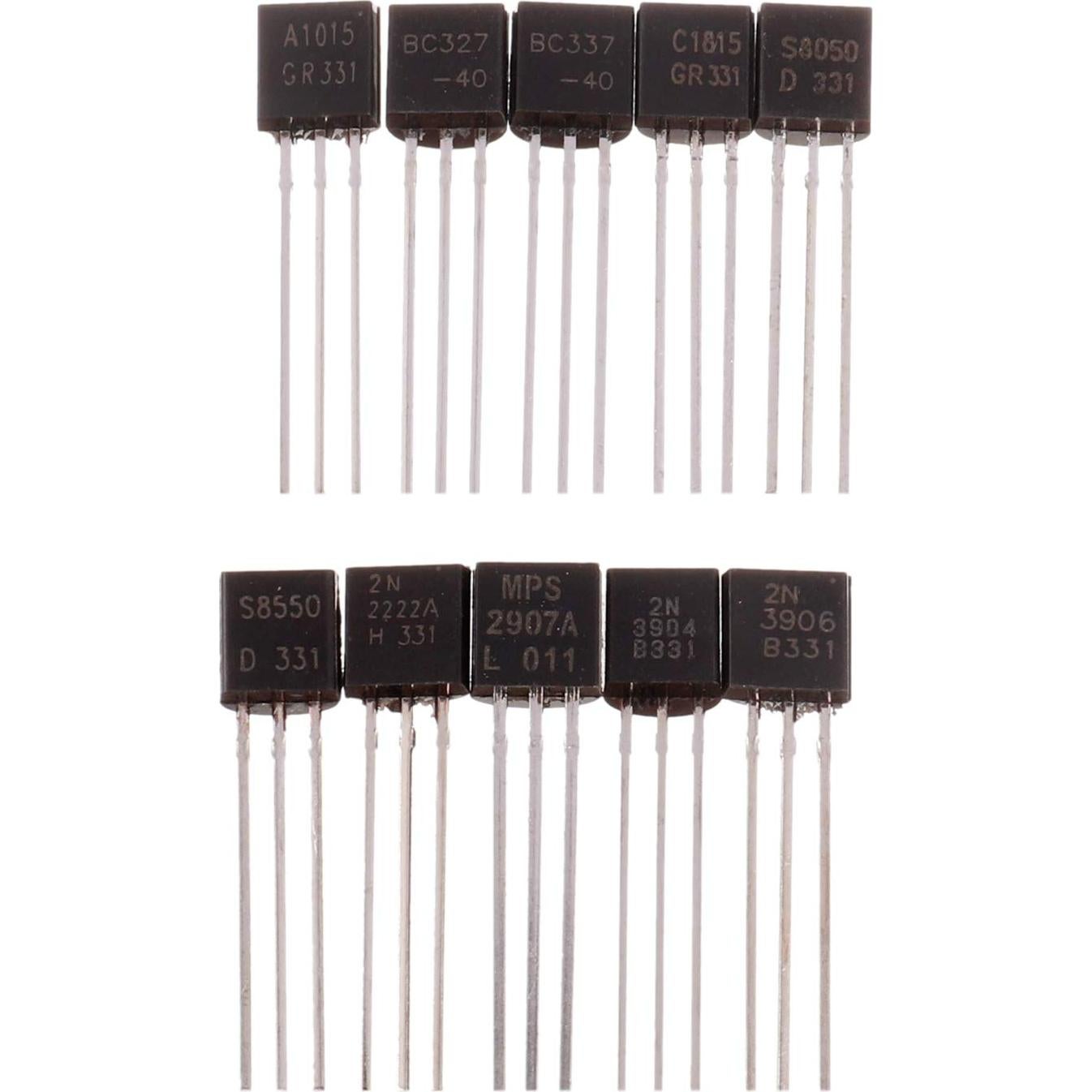Kit de Transistores BOJACK 250 Pcs PNP NPN A1015 BC327 BC337