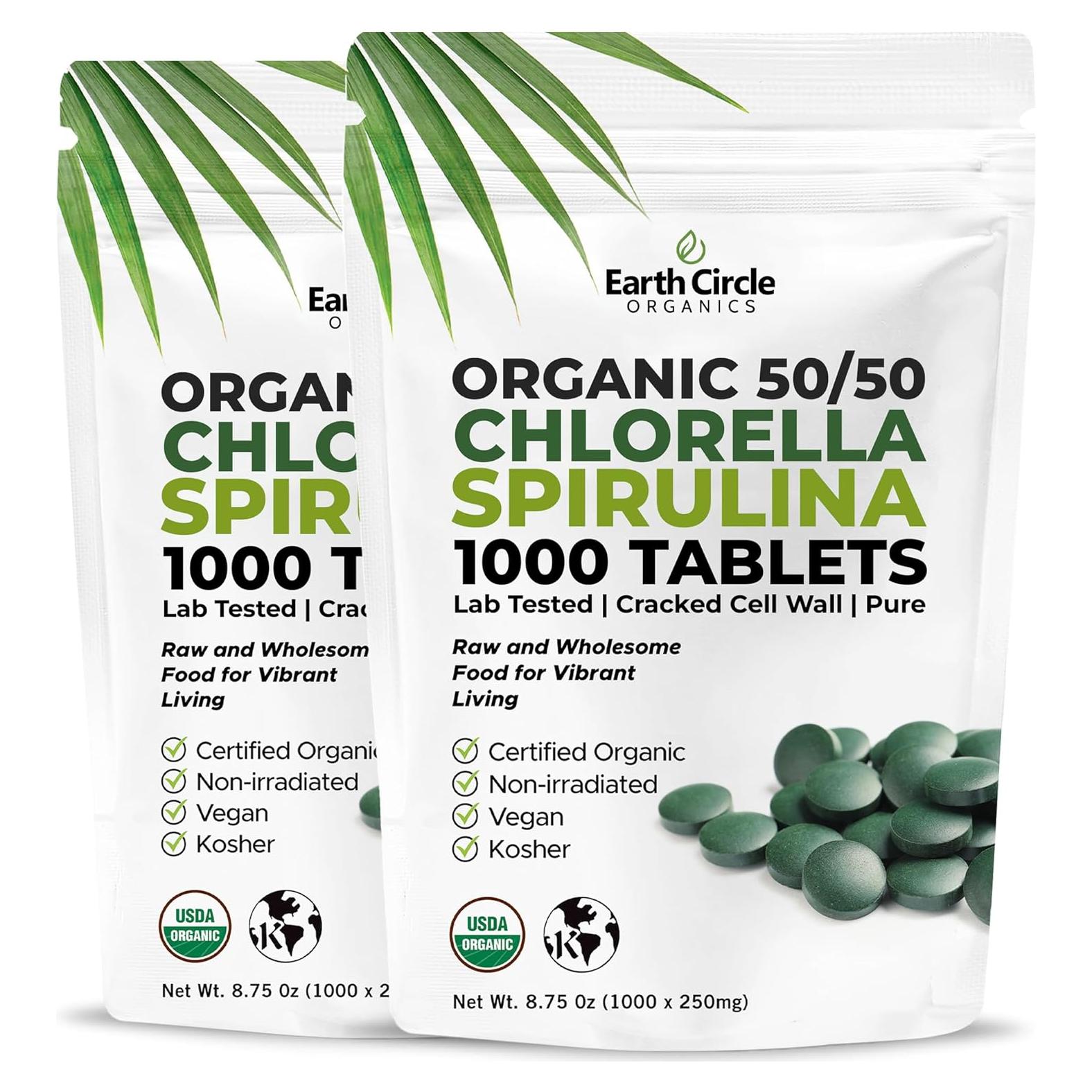 Tabletas de Chlorella y Espirulina Orgánica 1000 Unidades - Earth Circle