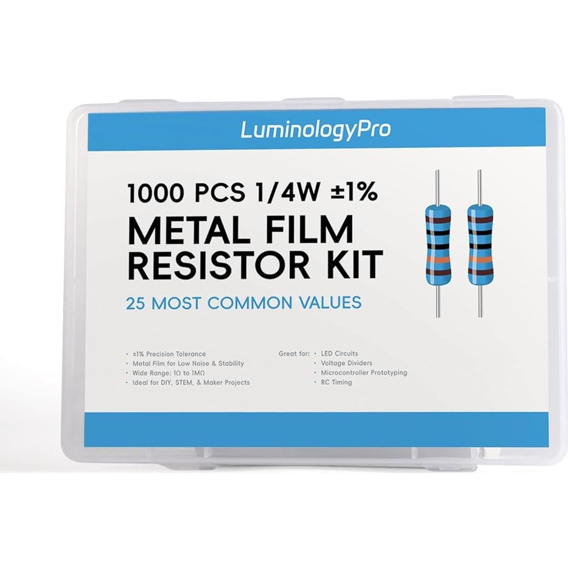 Kit de 1000 Resistores 1/4W LuminologyPro 25 Valores