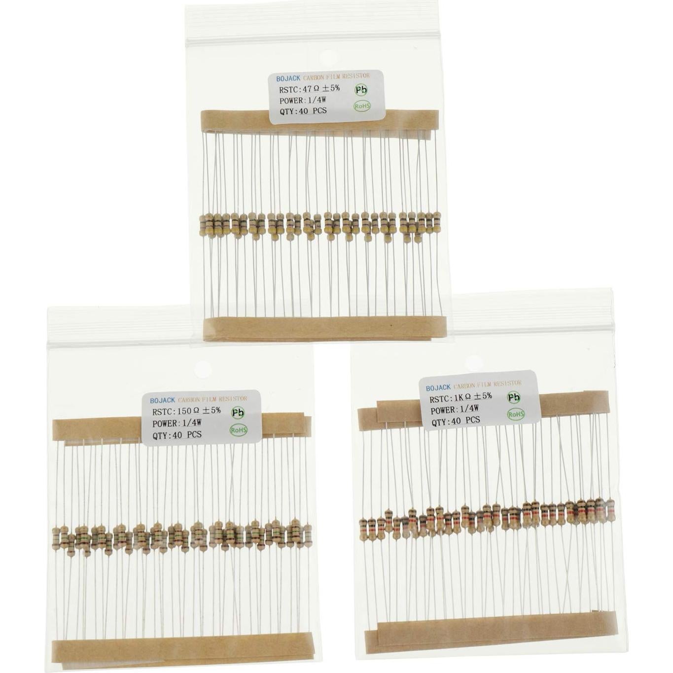 Kit de Resistencias BOJACK 1000 Piezas 25 Valores 1 Ohm-1M Ohm