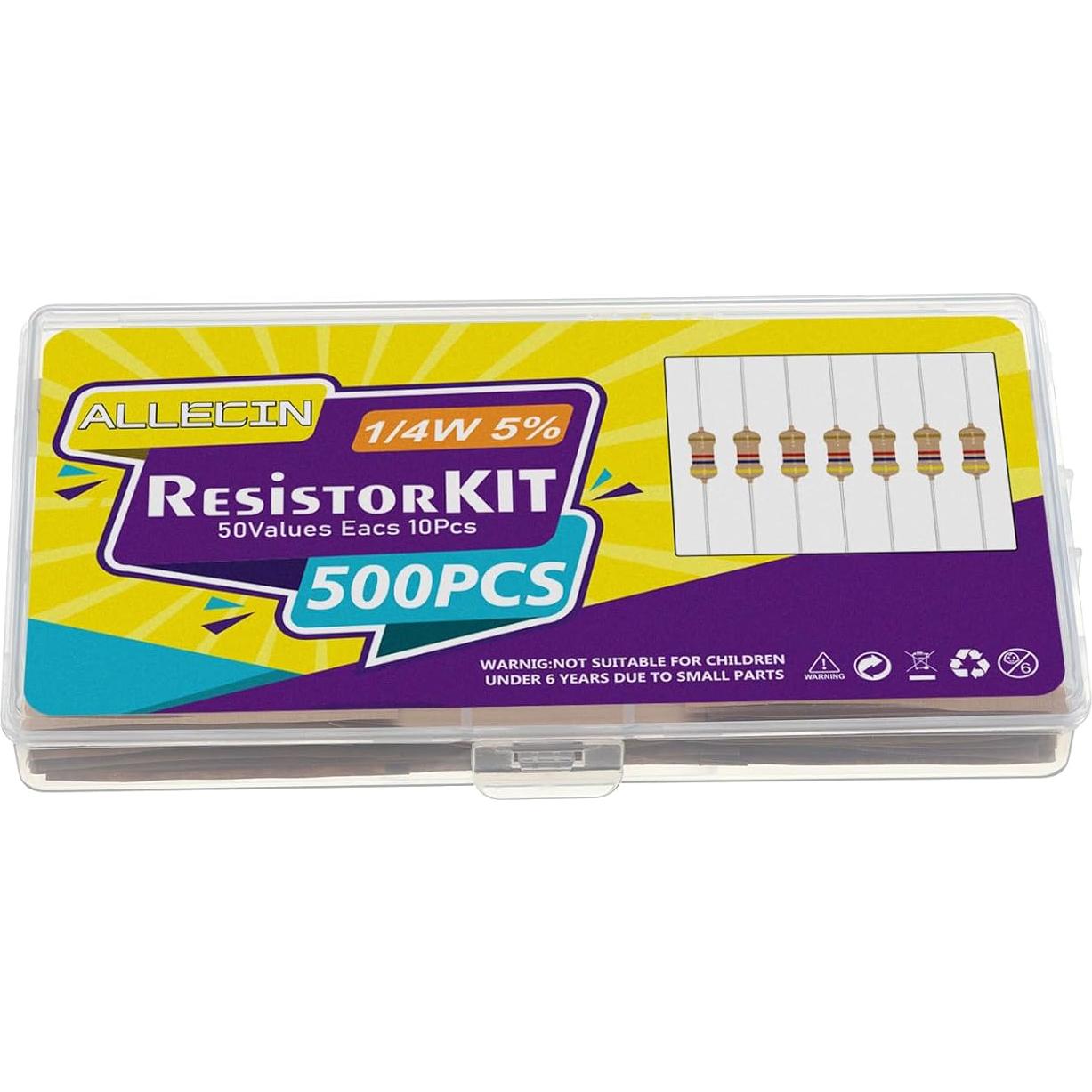 Kit de 50 Resistores de Película de Carbono ALLECIN 1/4W 5%