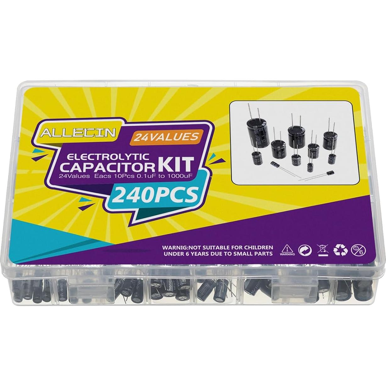 Kit de Capacitores Electrolíticos ALLECIN 24 Valores 10V-50V