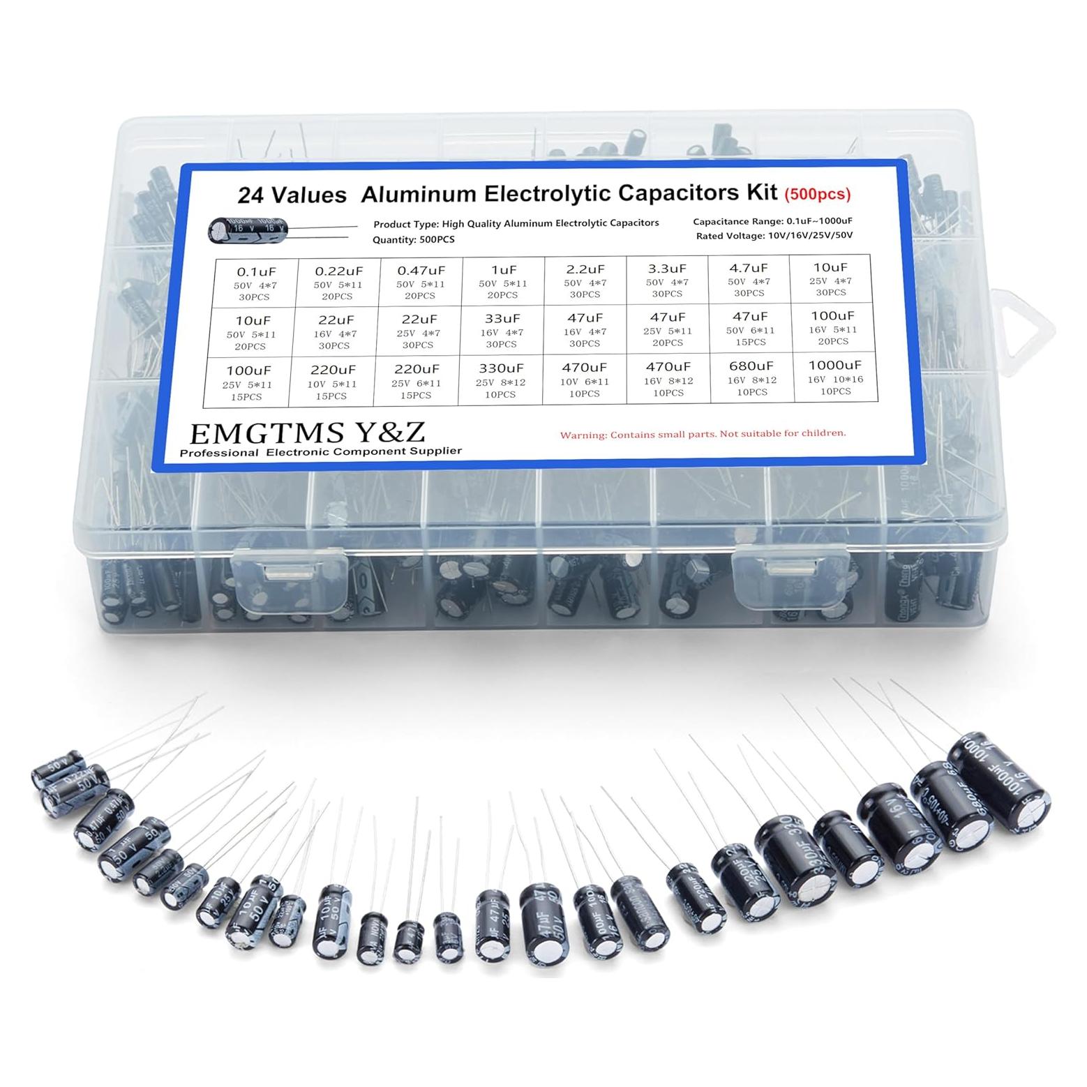 Kit de 500 Capacitores Electrolíticos 24 Valores 10V-50V