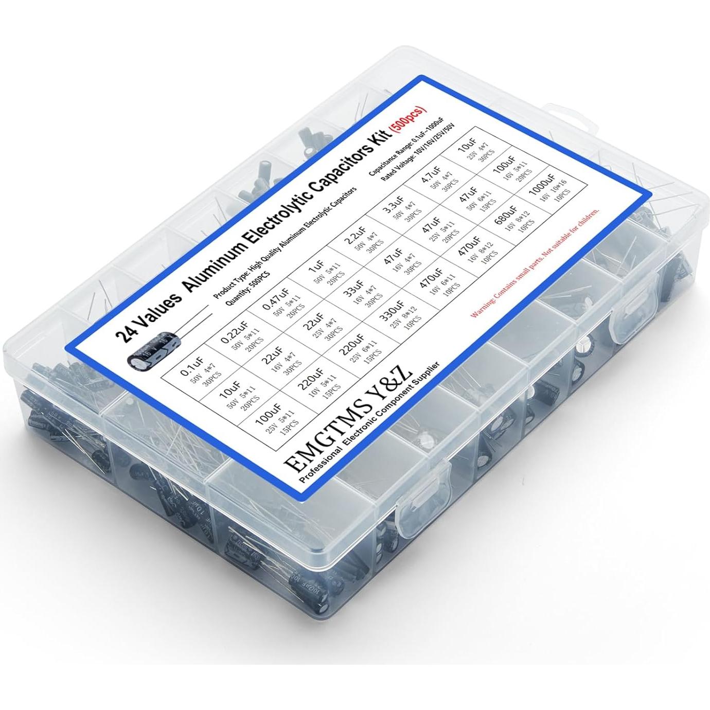 Kit de 500 Capacitores Electrolíticos 24 Valores 10V-50V