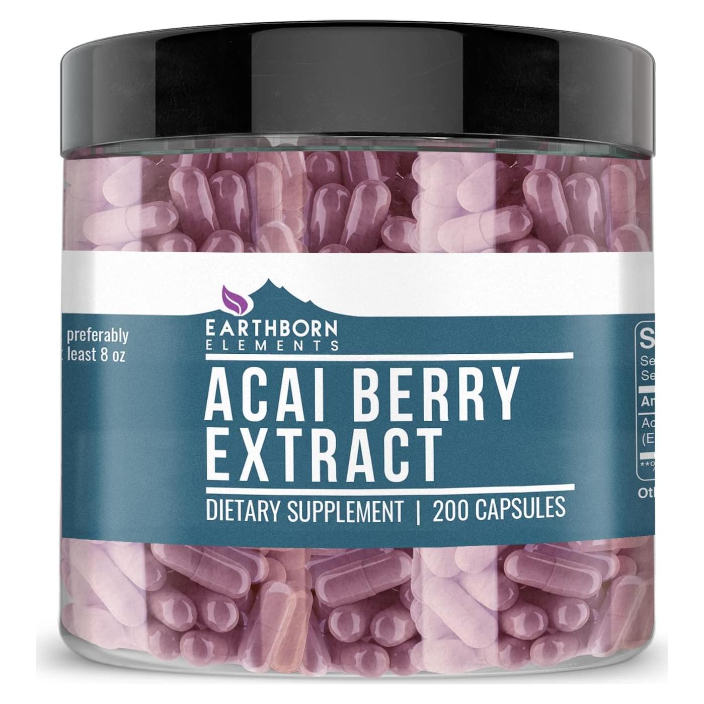 Extracto de Baya de Acai Earthborn Elements 200 Cápsulas Puras