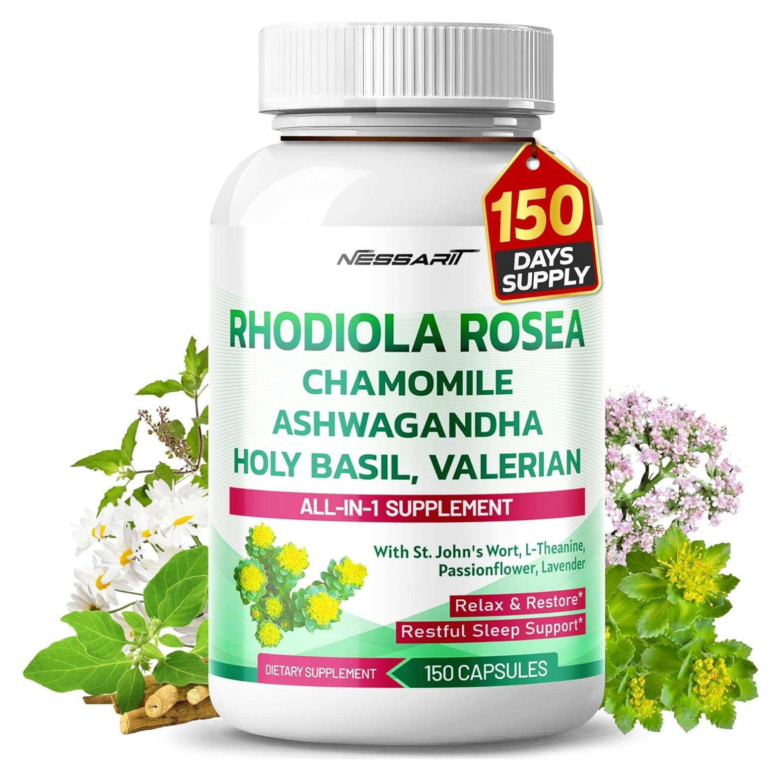 Suplemento de Rhodiola Rosea Nessarit 150 Cápsulas 11 Ingredientes