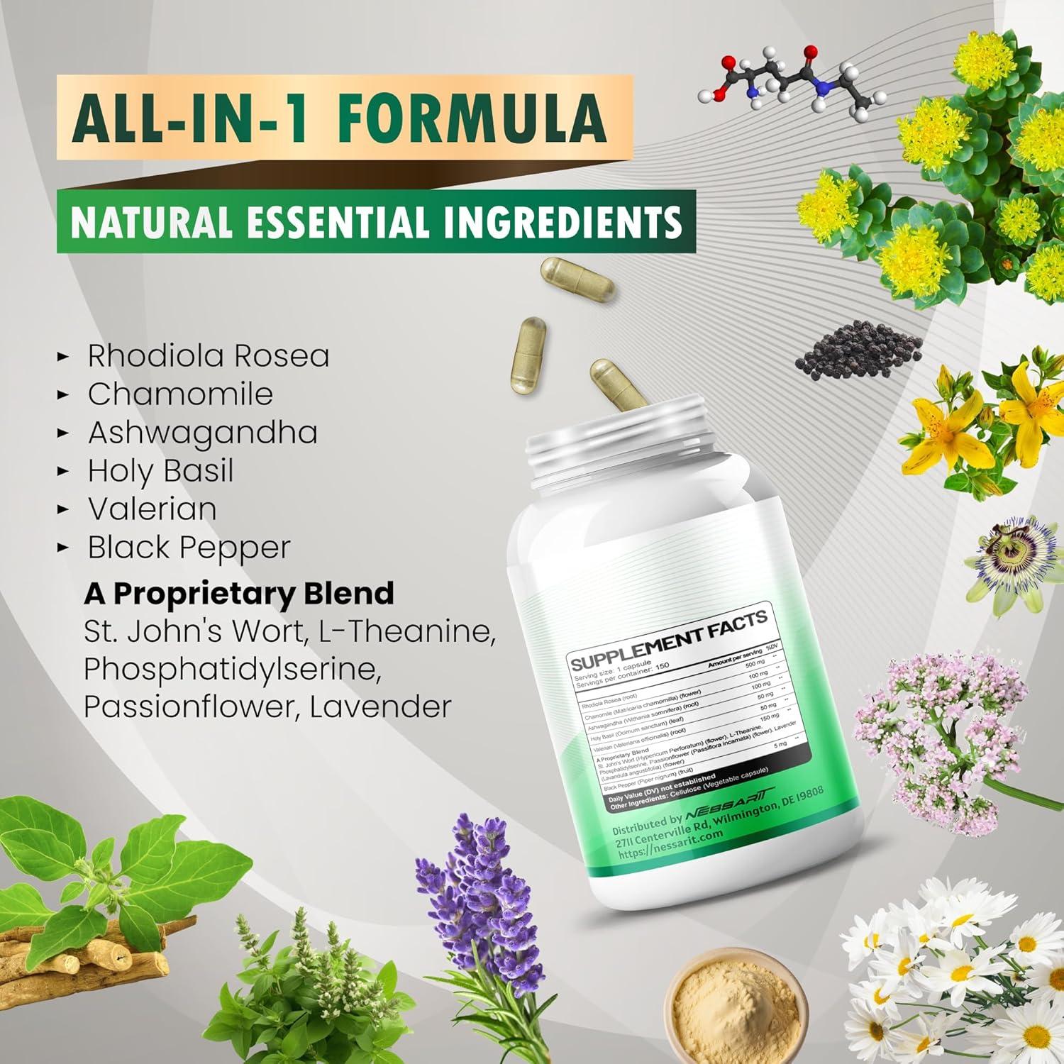 Suplemento de Rhodiola Rosea Nessarit 150 Cápsulas 11 Ingredientes