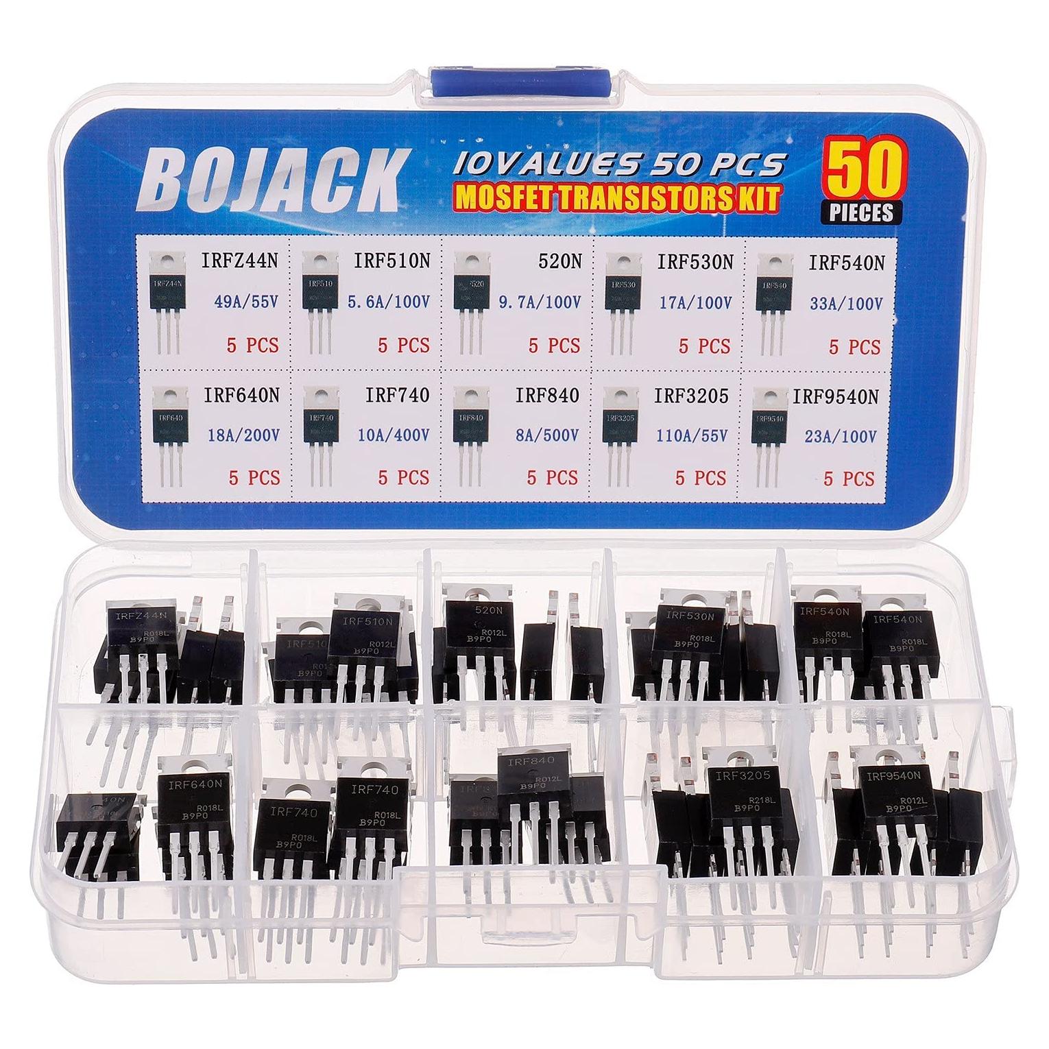 Kit de Surtido de Transistores MOSFET BOJACK 50 Pcs N-P y P-C