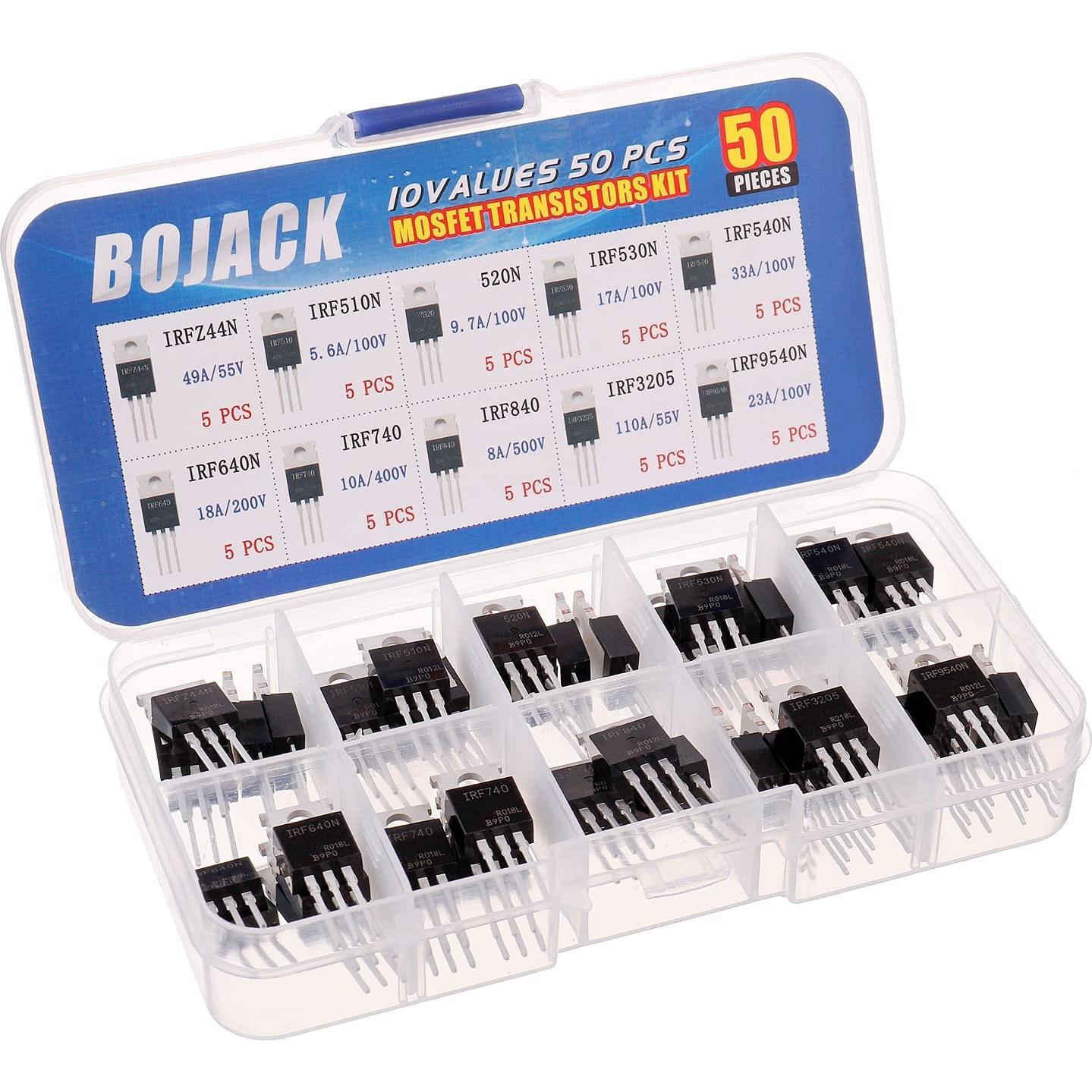 Kit de Surtido de Transistores MOSFET BOJACK 50 Pcs N-P y P-C