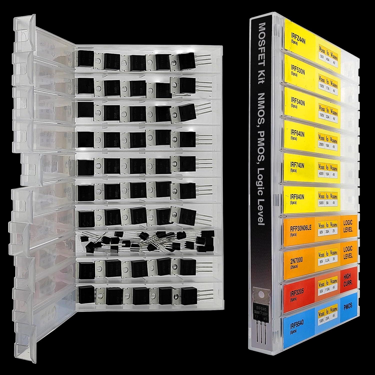 Kit de 70 Transistores MOSFET EEEEE 10 Valores NMOS PMOS