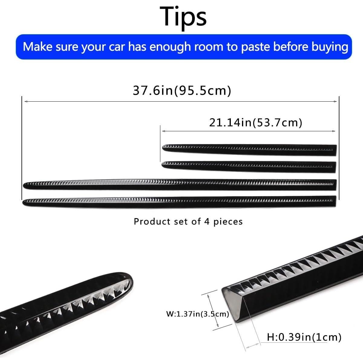 Protector de Puerta Automotriz XmuxHai - Kit 4PCS Negro Brillante