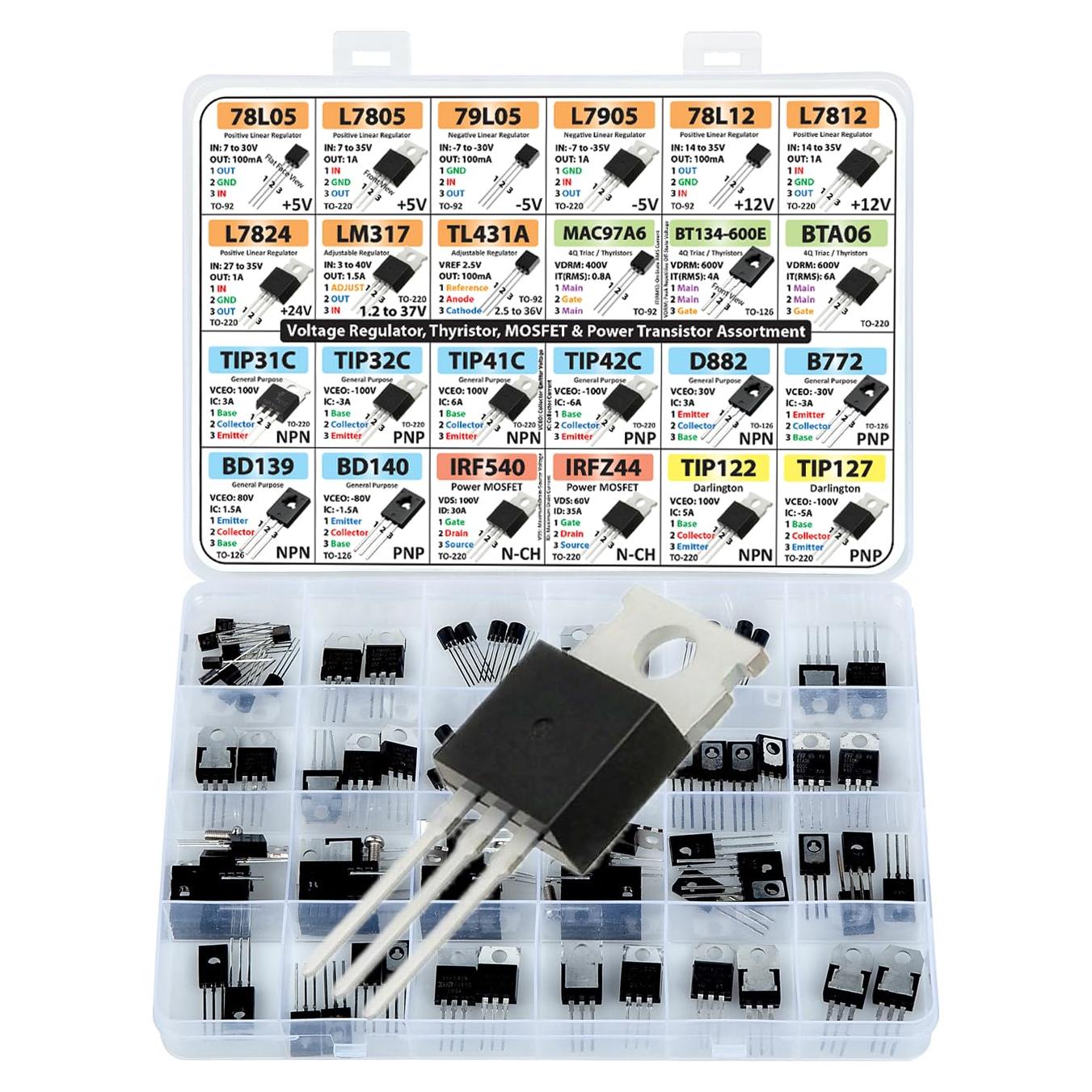Kit Surtido Transistores Potencia 82 pcs 24 Tipos 3pdt Electronics
