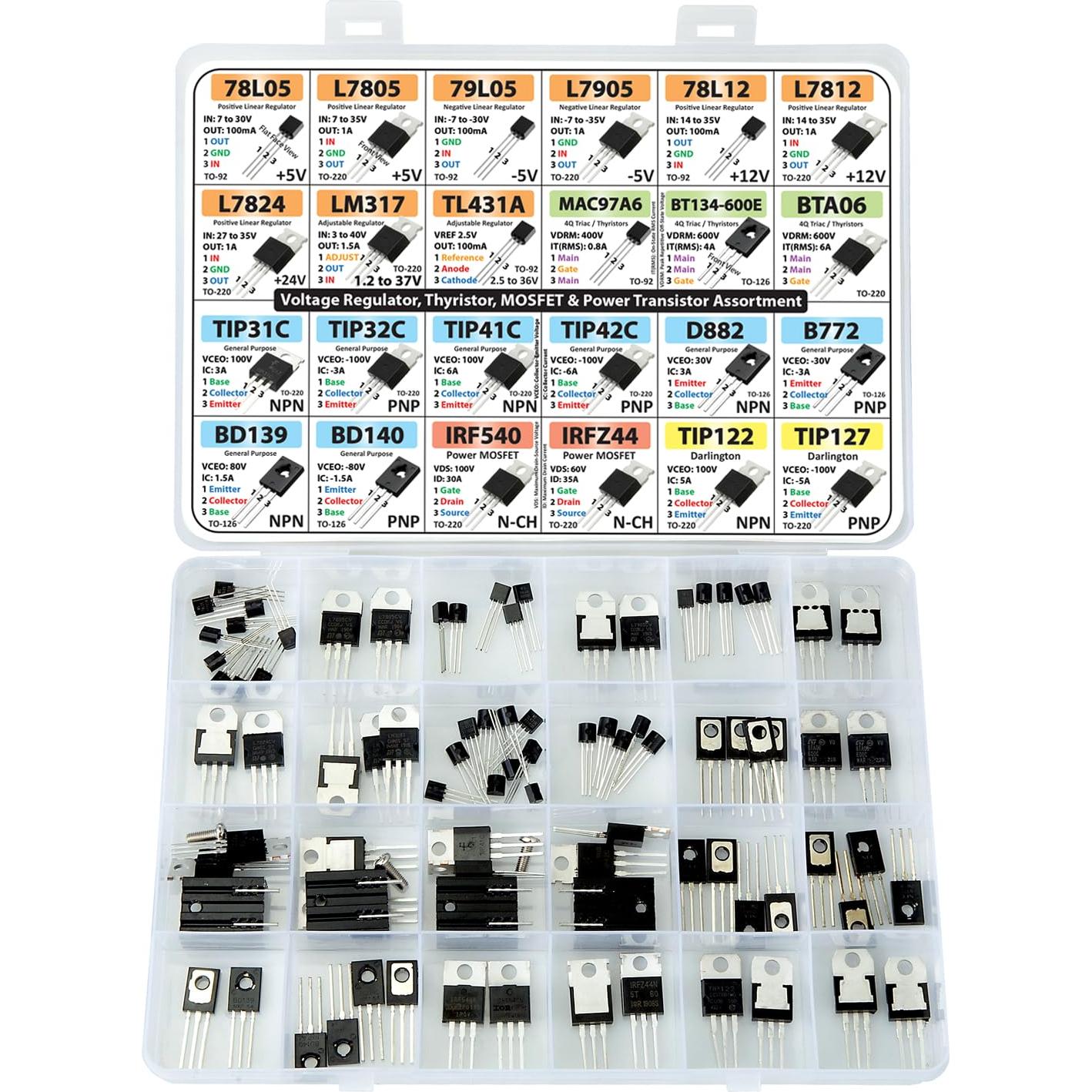Kit Surtido Transistores Potencia 82 pcs 24 Tipos 3pdt Electronics