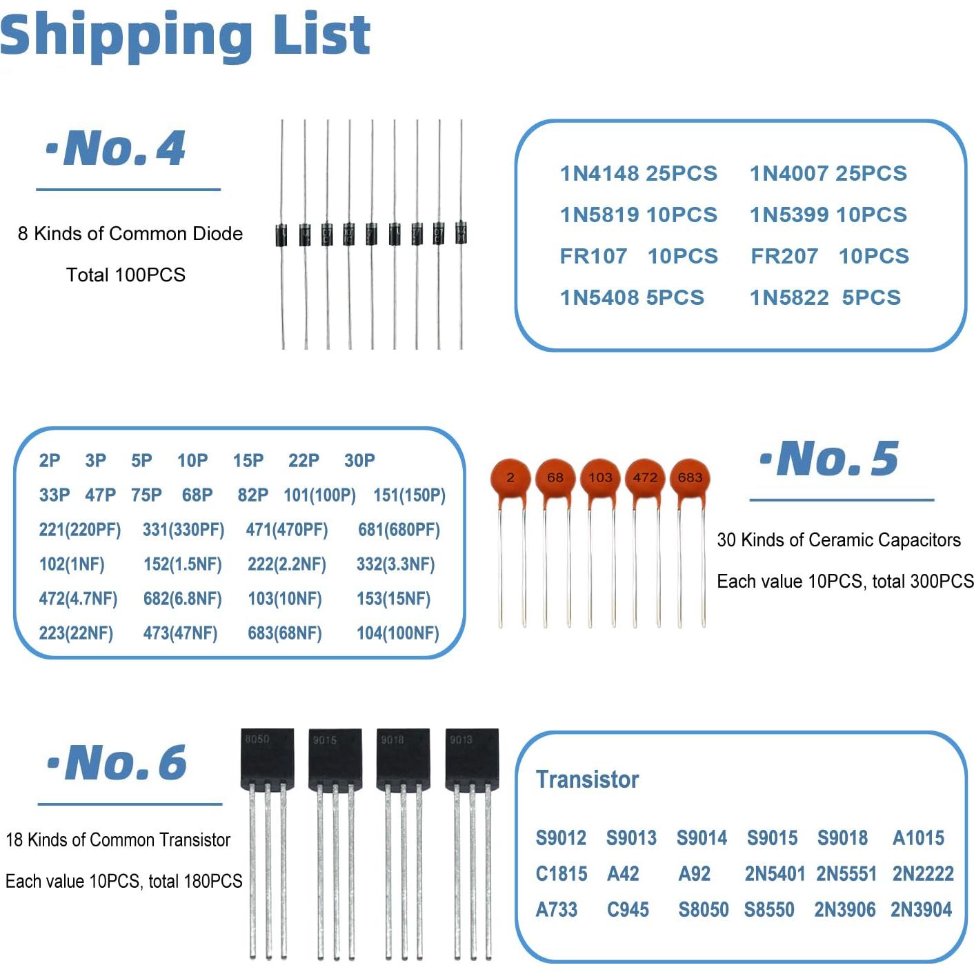Kit de Componentes Electrónicos AUBENAI 1410 Piezas DIY