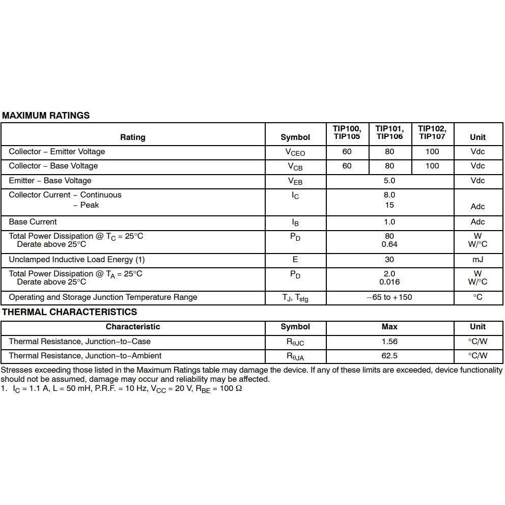 Transistor Darlington NPN TIP102 10pcs 100V 8A 3-Pin TO-220