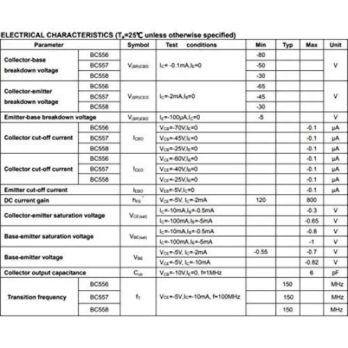 100 Transistores NPN BC547 + PNP BC557 Bajo Consumo 100mA