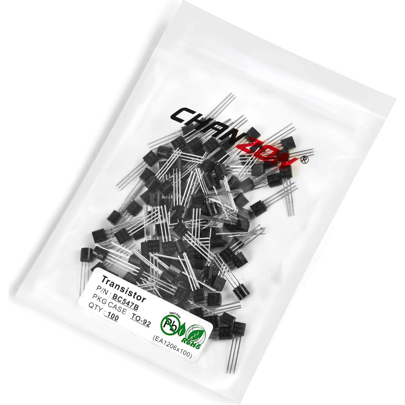 Transistor NPN Chanzon BC547B TO-92 100 Piezas 0.625W