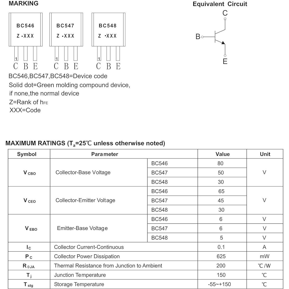 20 Transistores NPN BC547C TO-92 45V 100mA 625mW