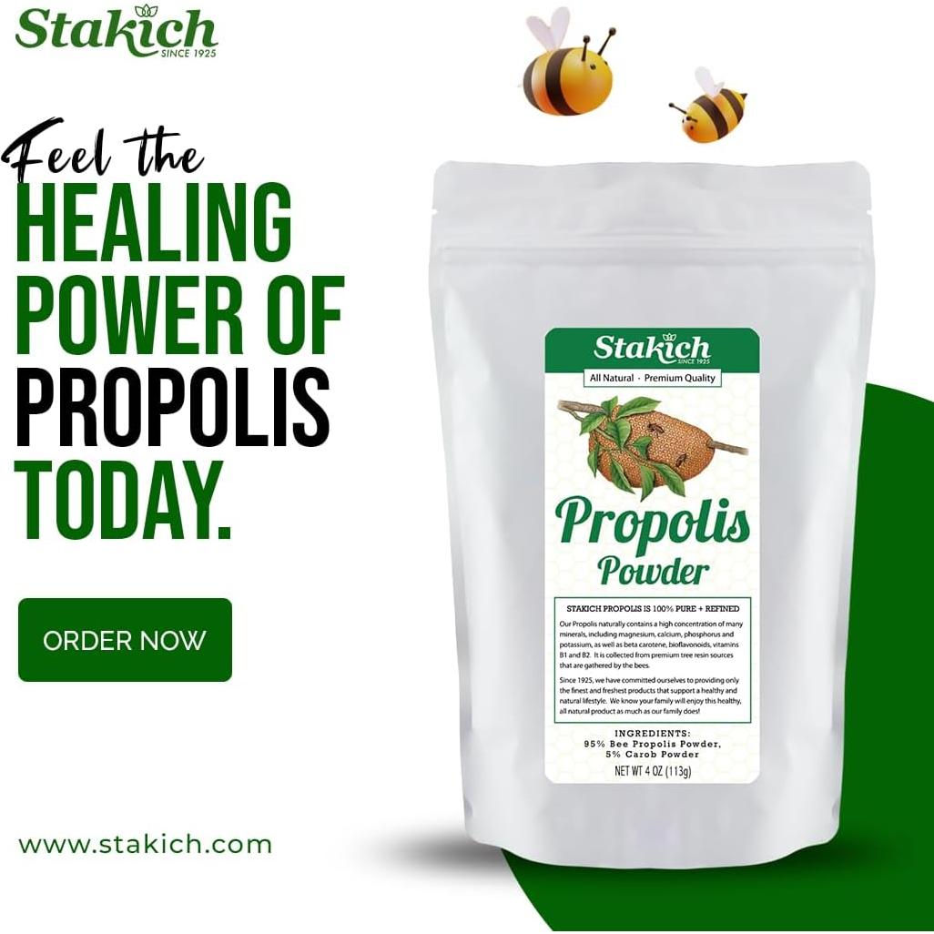 Polvo de Propóleos de Abeja Stakich - 450g Natural