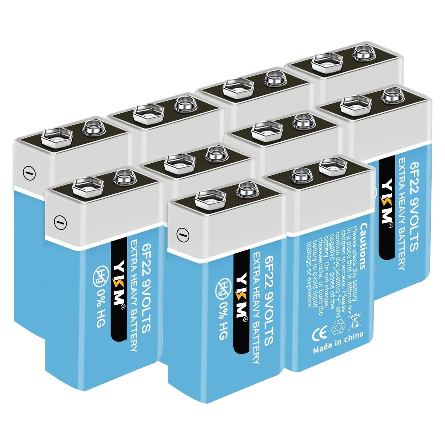 Baterías 9V YKM de Larga Duración - 10 Paquete para Detector de Humo