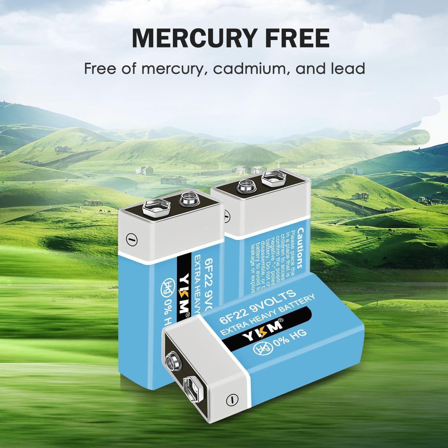 Baterías 9V YKM de Larga Duración - 10 Paquete para Detector de Humo