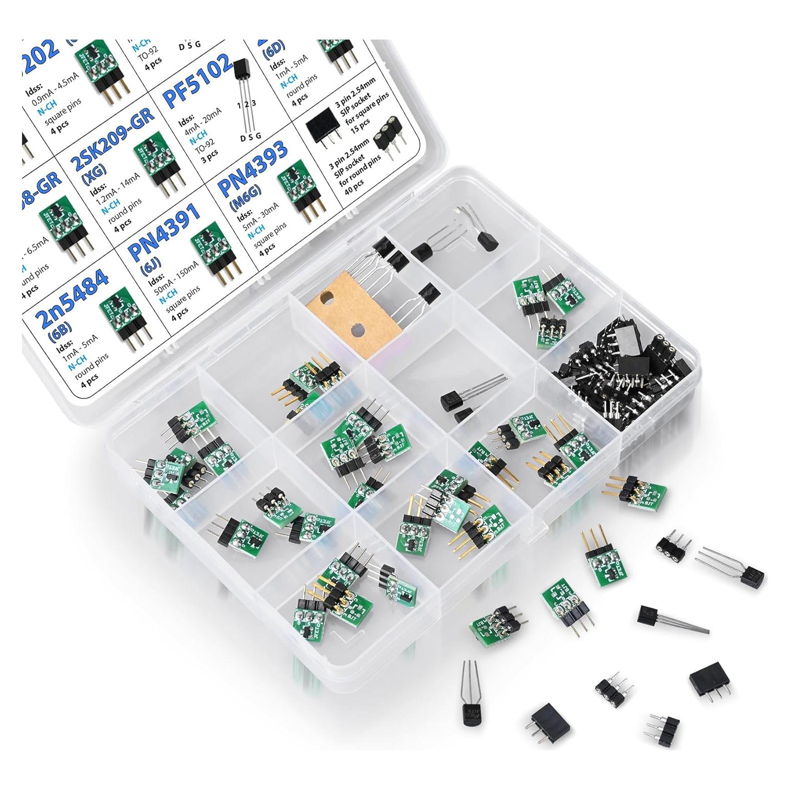 Kit de Transistores JFET 45 pcs con Zócalos 3pdt