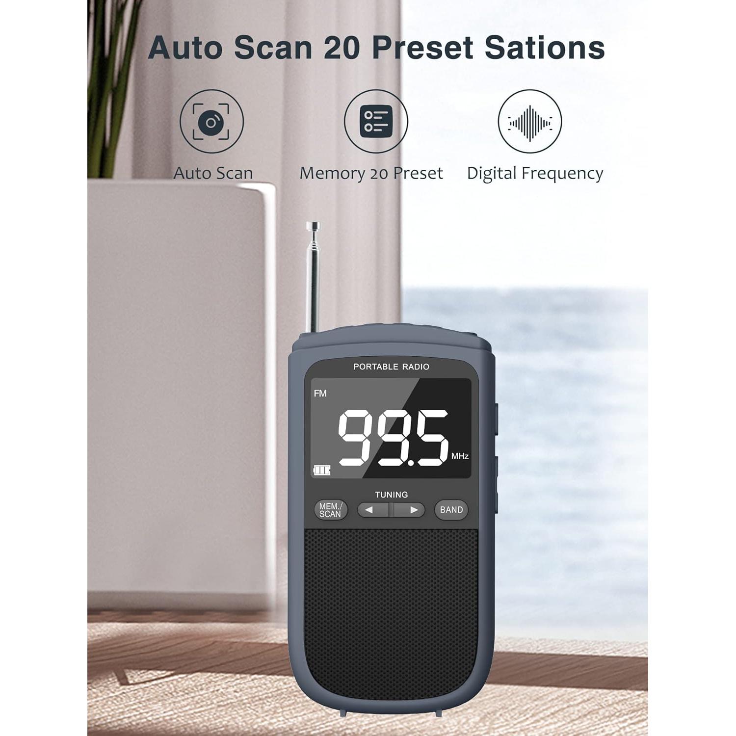 Radio Portátil Recargable AM FM Jimeng 900mAh con Pantalla LCD