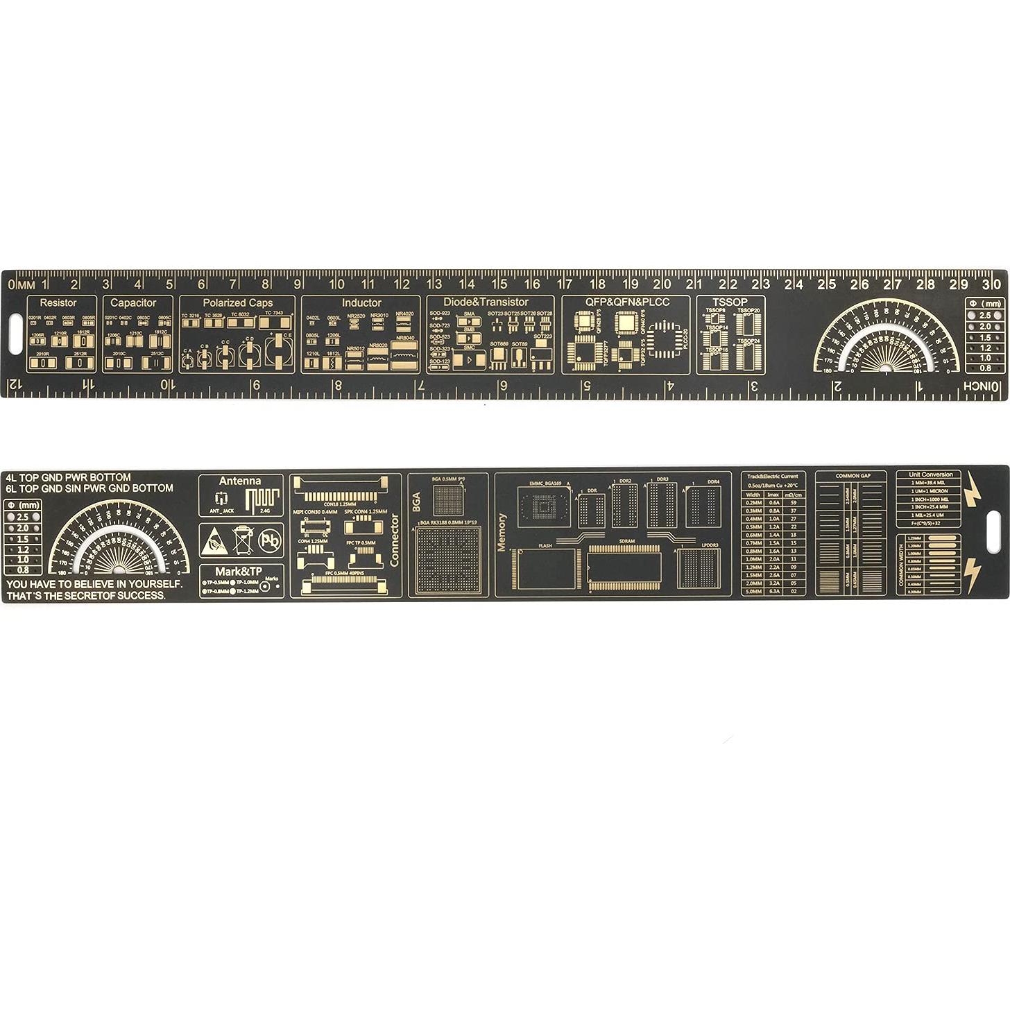 Regla Multifuncional de PCB Mayata 4PCS 15-30cm Medición