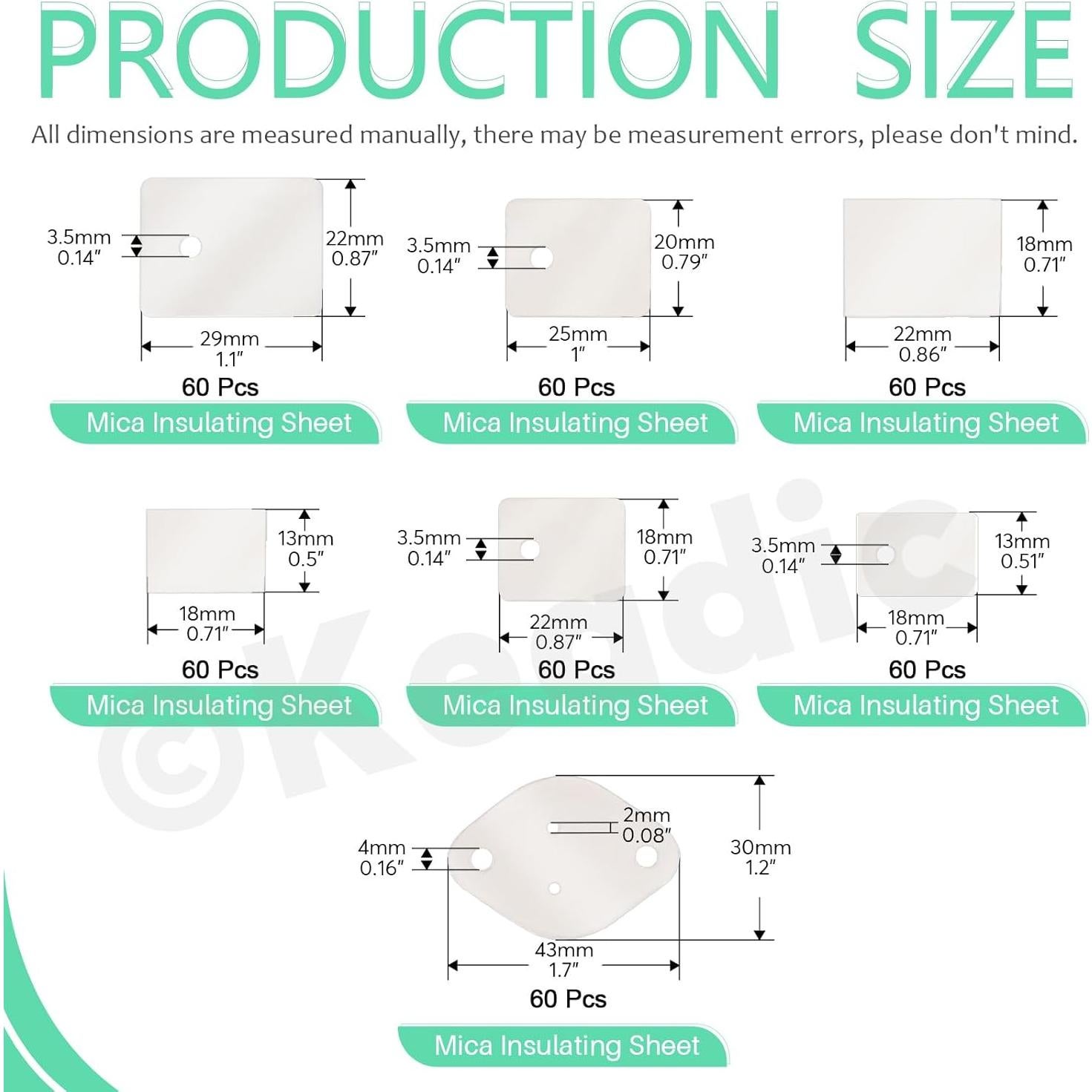Juego de 420 Hojas Aislantes de Mica Keadic TO-220 TO-3P