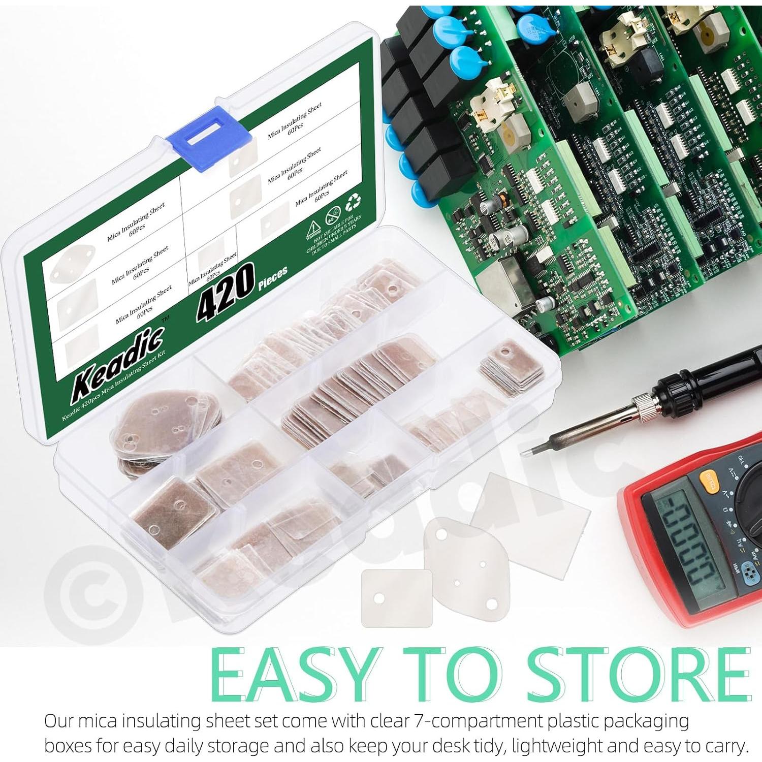 Juego de 420 Hojas Aislantes de Mica Keadic TO-220 TO-3P
