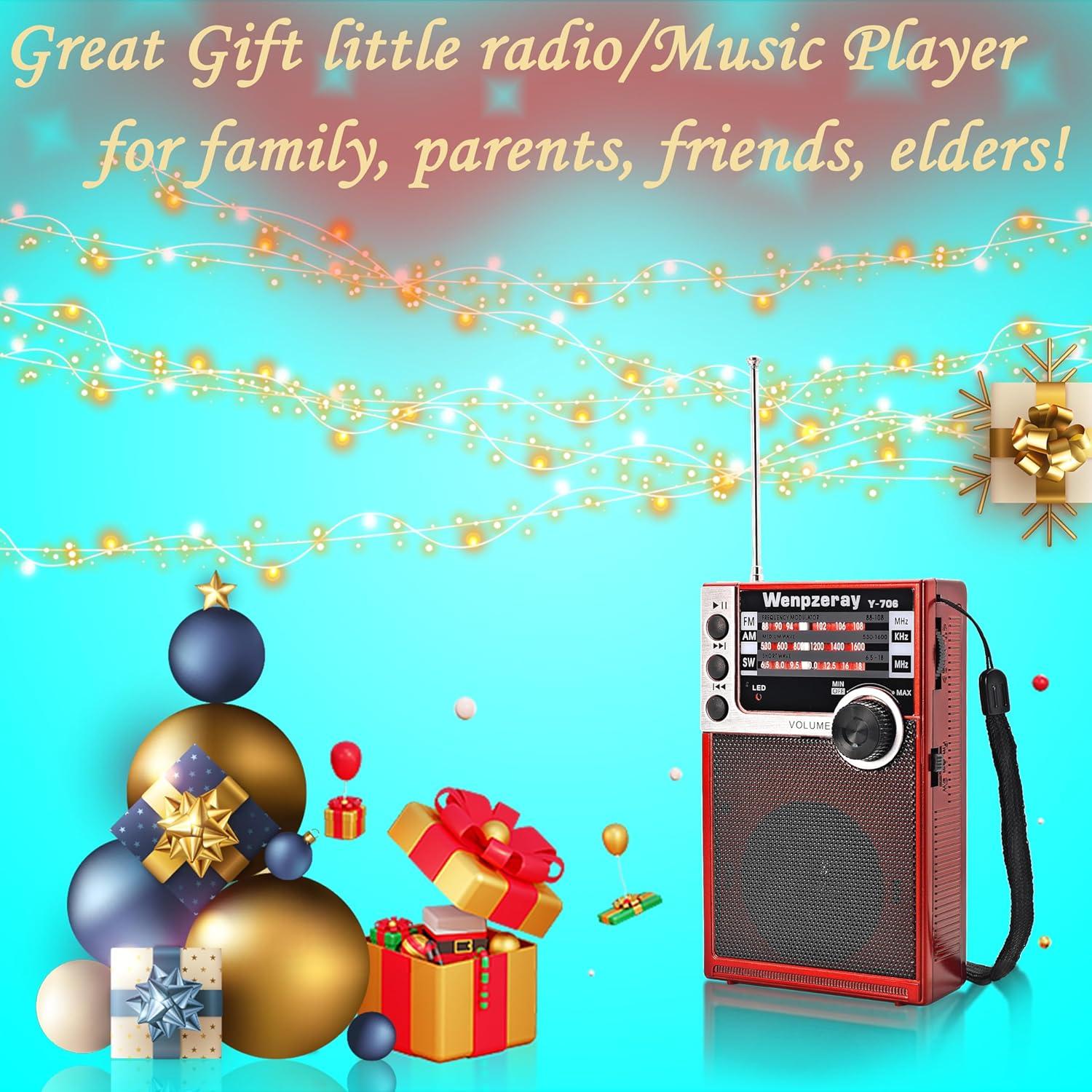 Radio Portátil AM FM SW Y-706 Wenpzeray Compacta USB Rojo