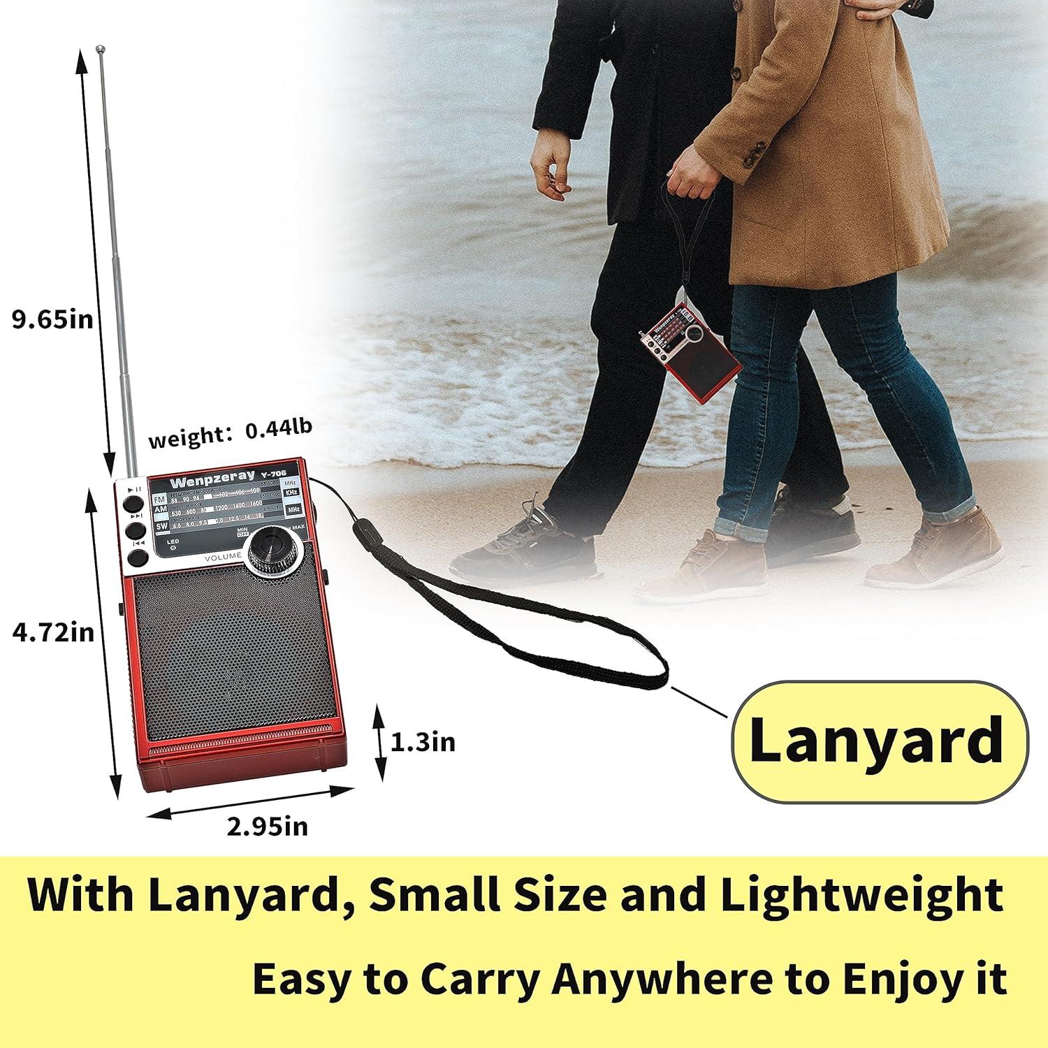 Radio Portátil AM FM SW Y-706 Wenpzeray Compacta USB Rojo