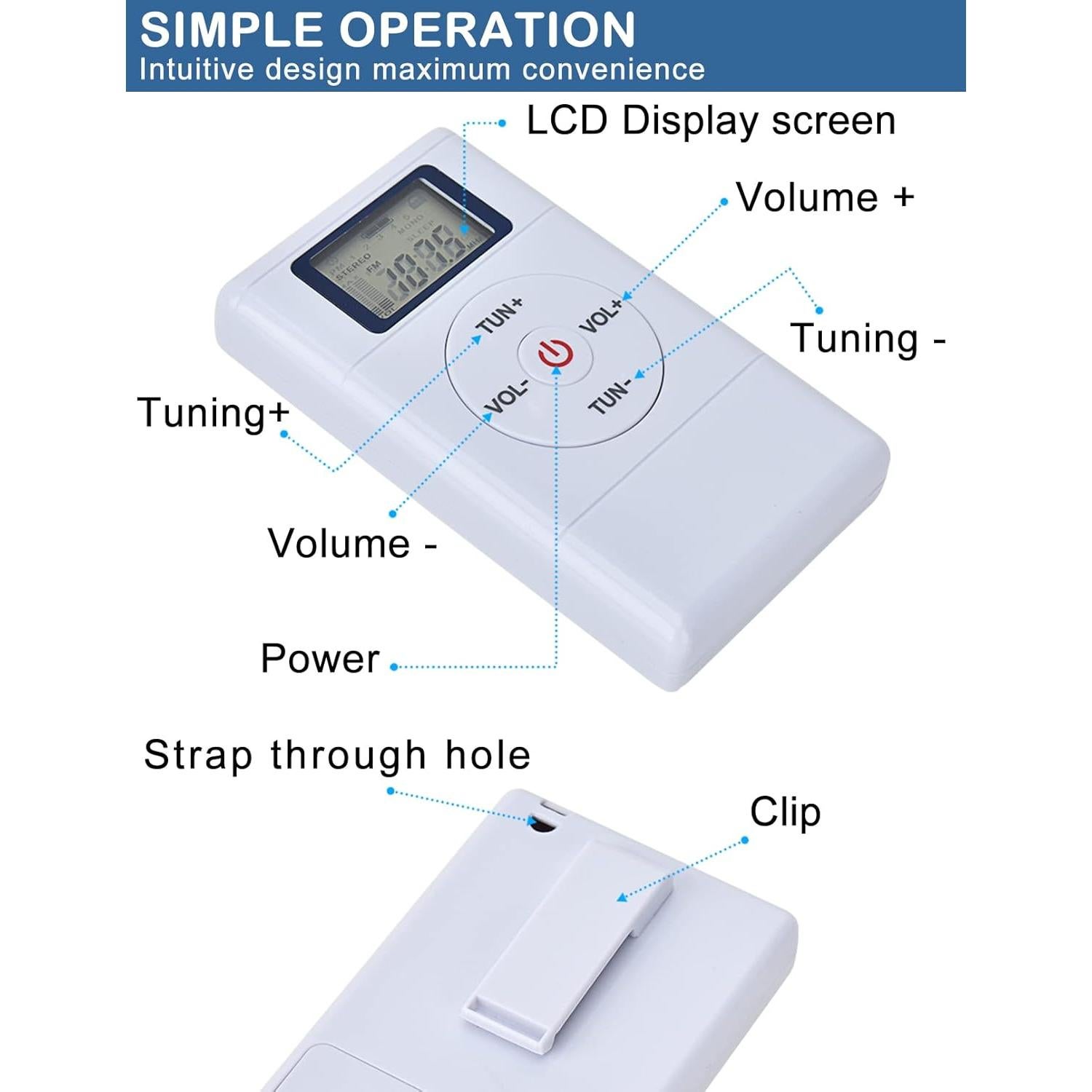 Radio FM Portátil ZHIWHIS con Sintonizador Digital y Auriculares