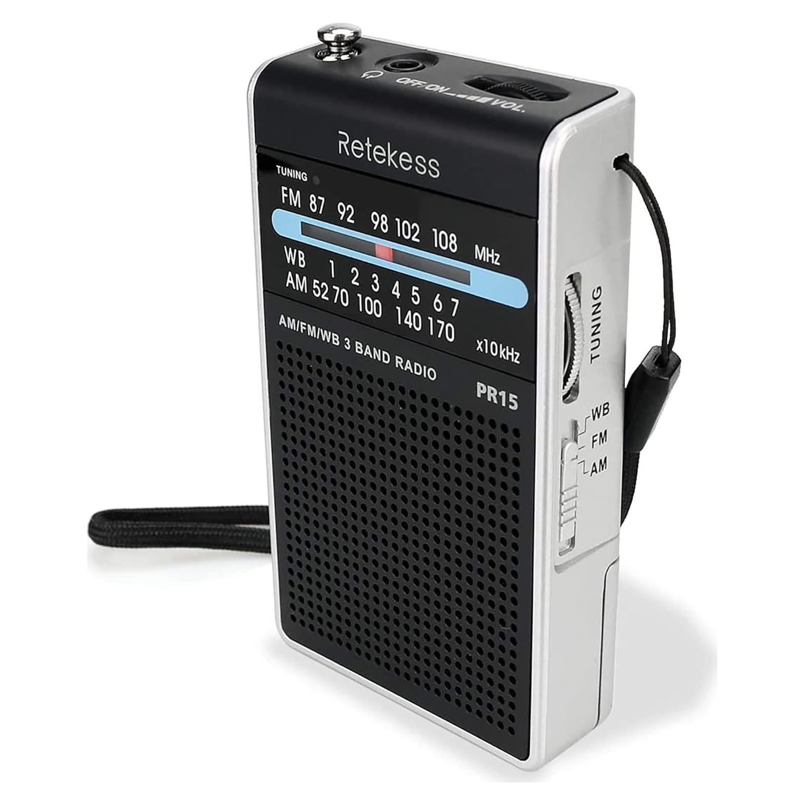 Radio Meteorológica Portátil Retekess PR15 AM FM NOAA 68g