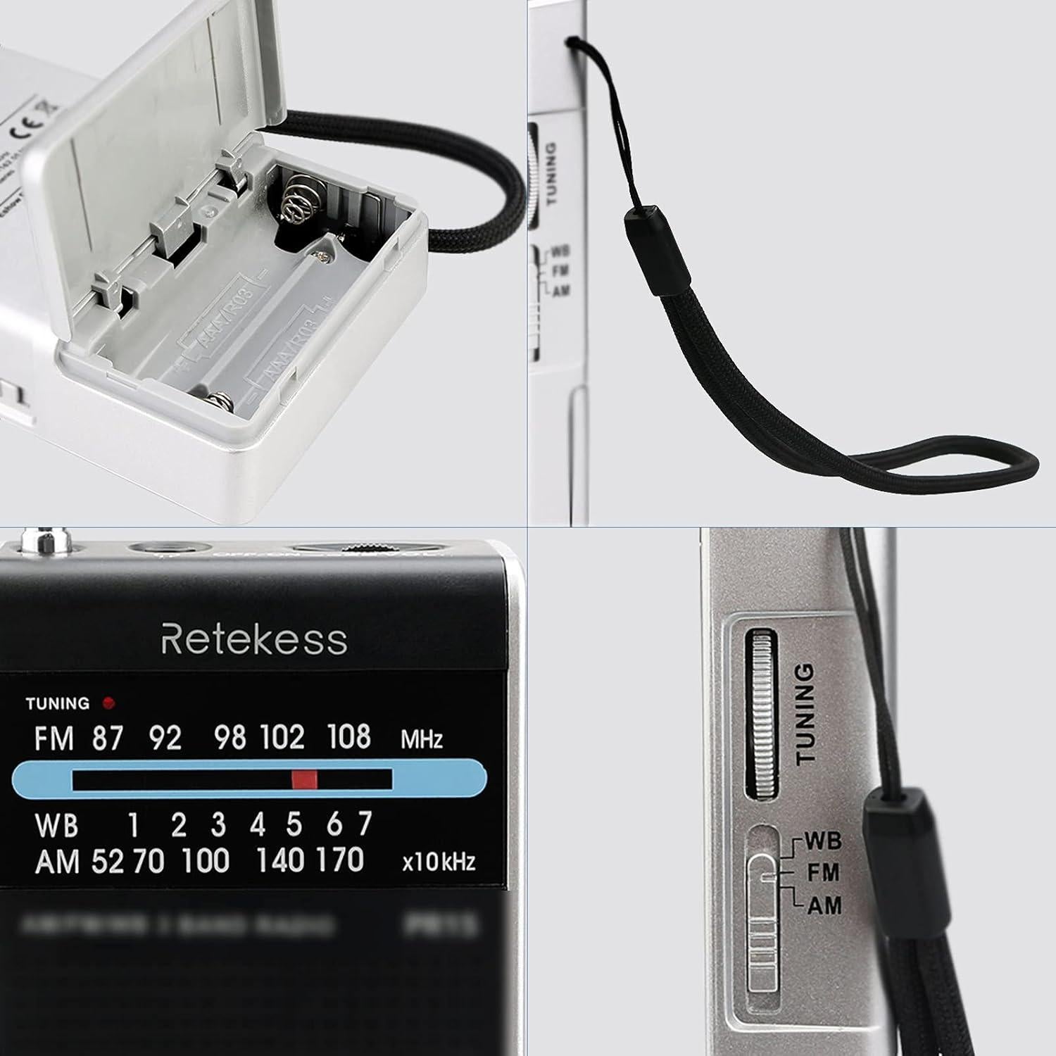 Radio Meteorológica Portátil Retekess PR15 AM FM NOAA 68g