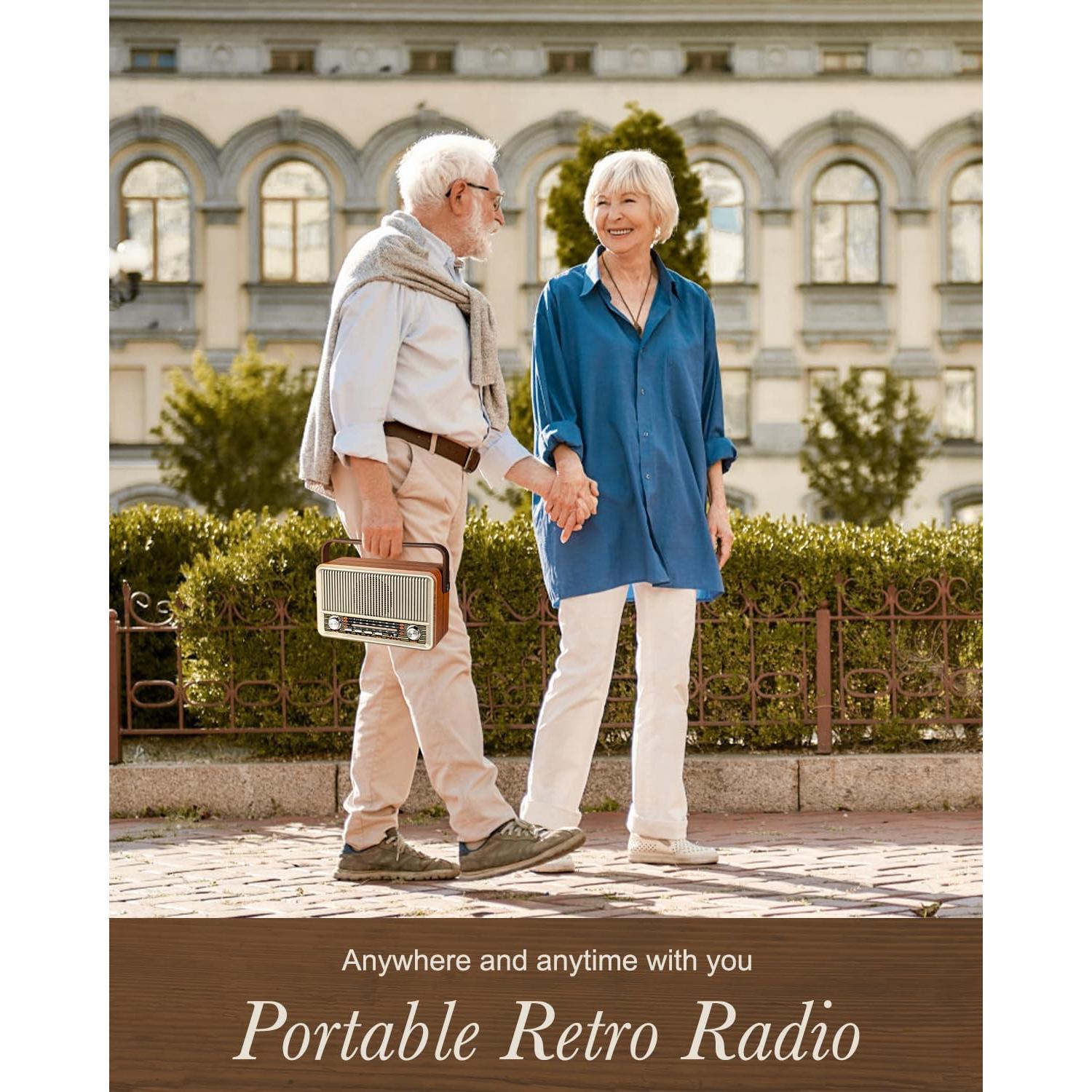 Radio Retro Portátil PRUNUS J-120 AM FM Bluetooth 1800mAh