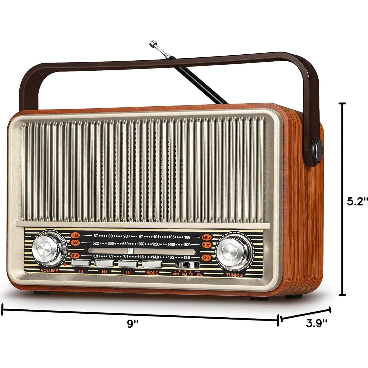 Radio Retro Portátil PRUNUS J-120 AM FM Bluetooth 1800mAh
