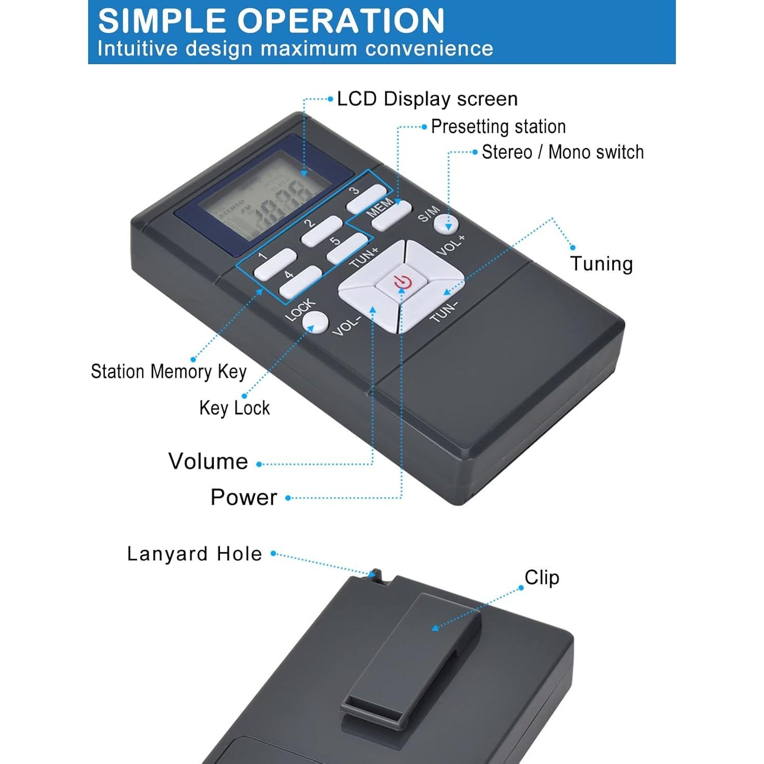 Radio FM Portátil ZHIWHIS con Sintonizador Digital y Auriculares
