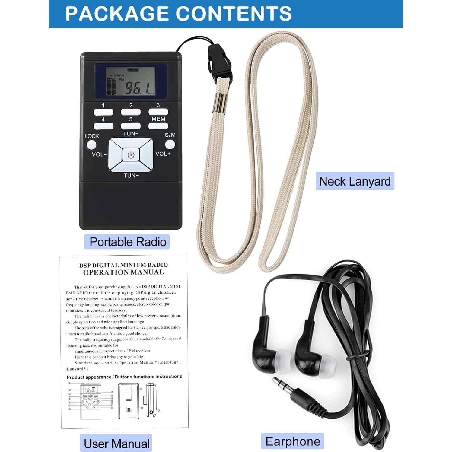 Radio FM Portátil ZHIWHIS con Sintonizador Digital y Auriculares