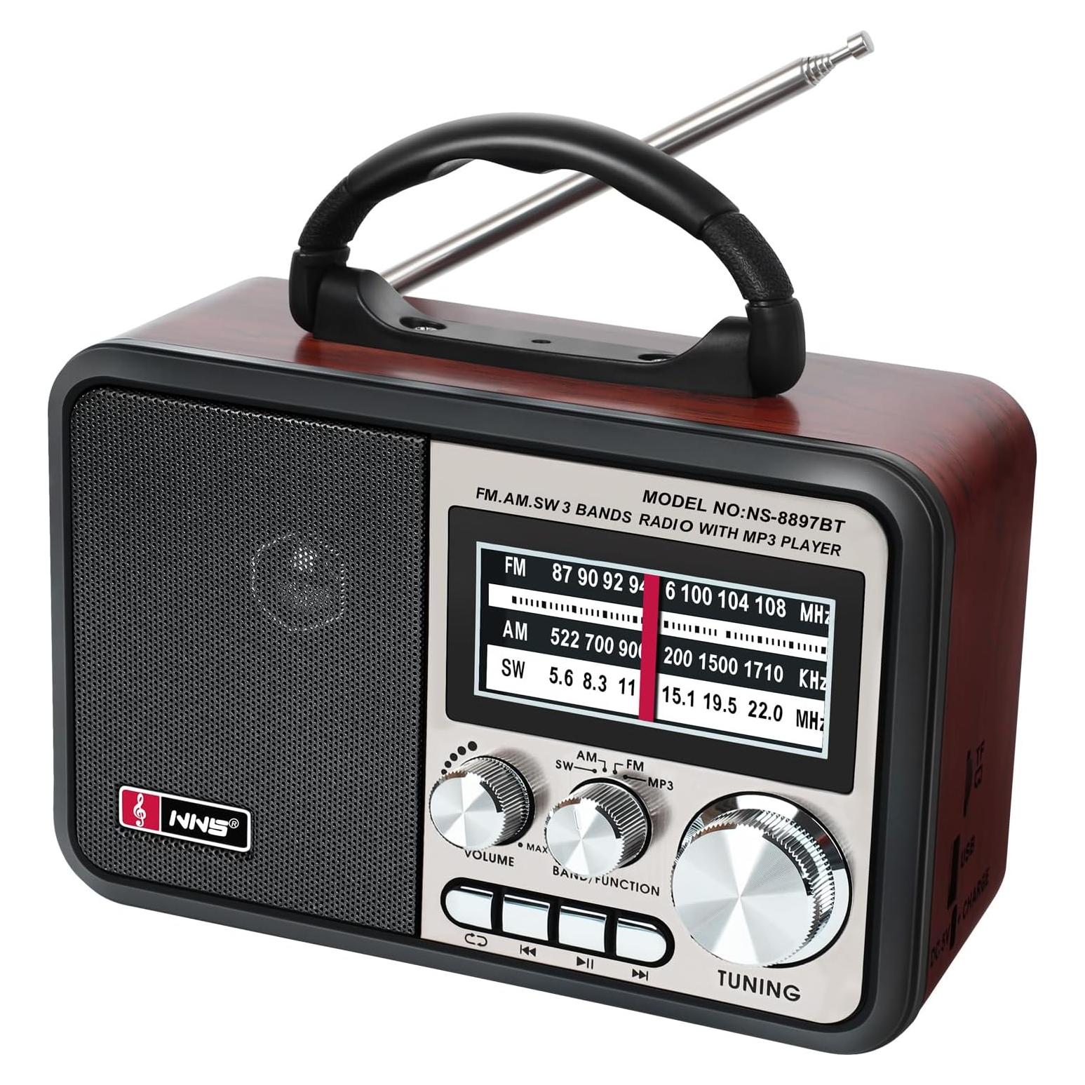 Radio Retro T.TAOMI AM FM Bluetooth 3W Carga USB 17.8x10.2cm