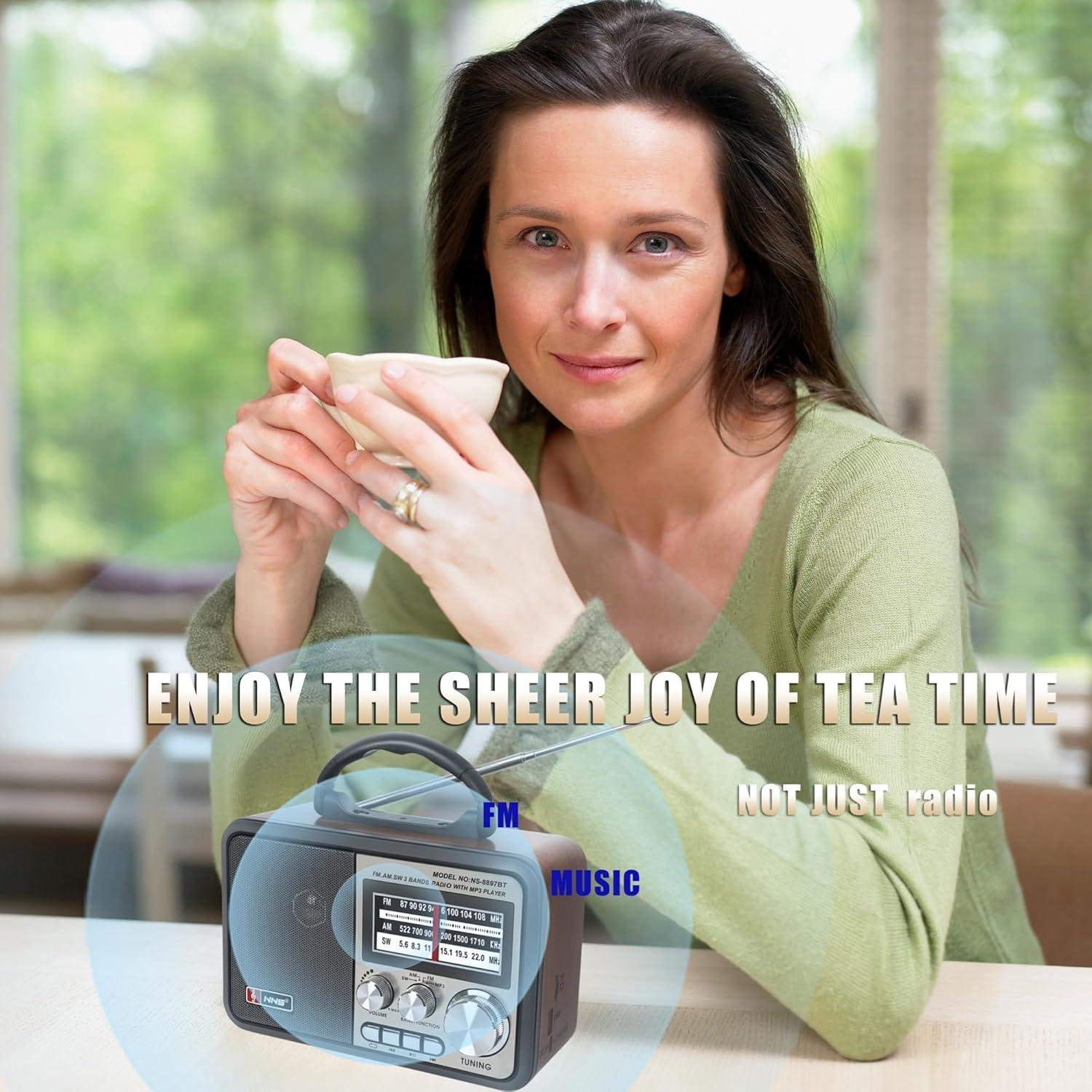 Radio Retro T.TAOMI AM FM Bluetooth 3W Carga USB 17.8x10.2cm