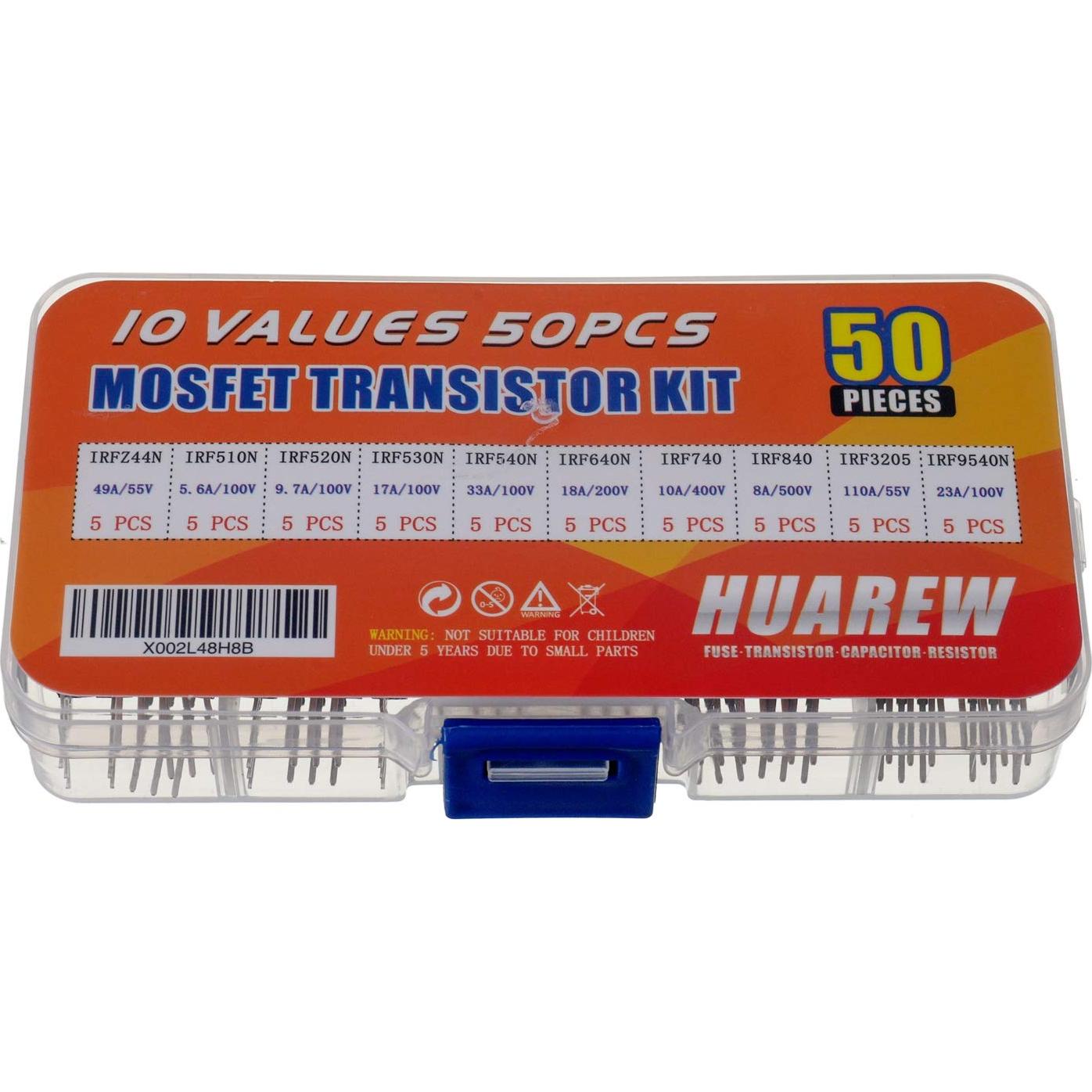 Kit de Surtido 50 Pcs Transistores MOSFET HUAREW N-channel y P-channel
