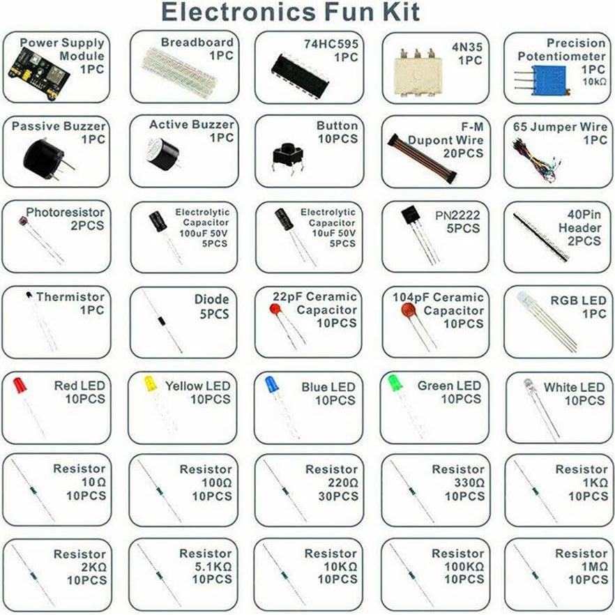 Kit Electrónico 830 Piezas TOKERU Componentes DIY
