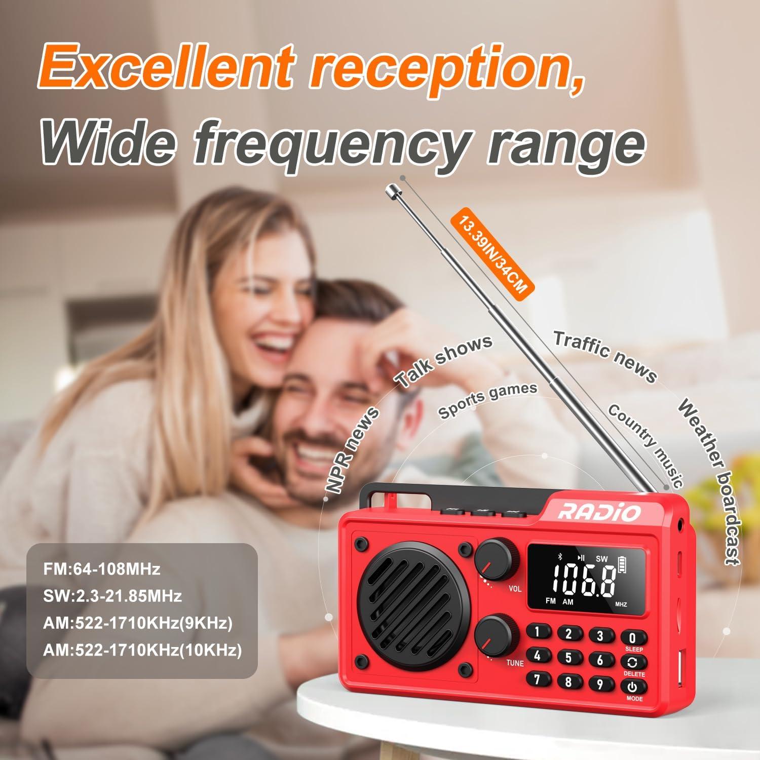 Radio Portátil AM FM Kamapulo Q7 Batería 1500mAh Bluetooth