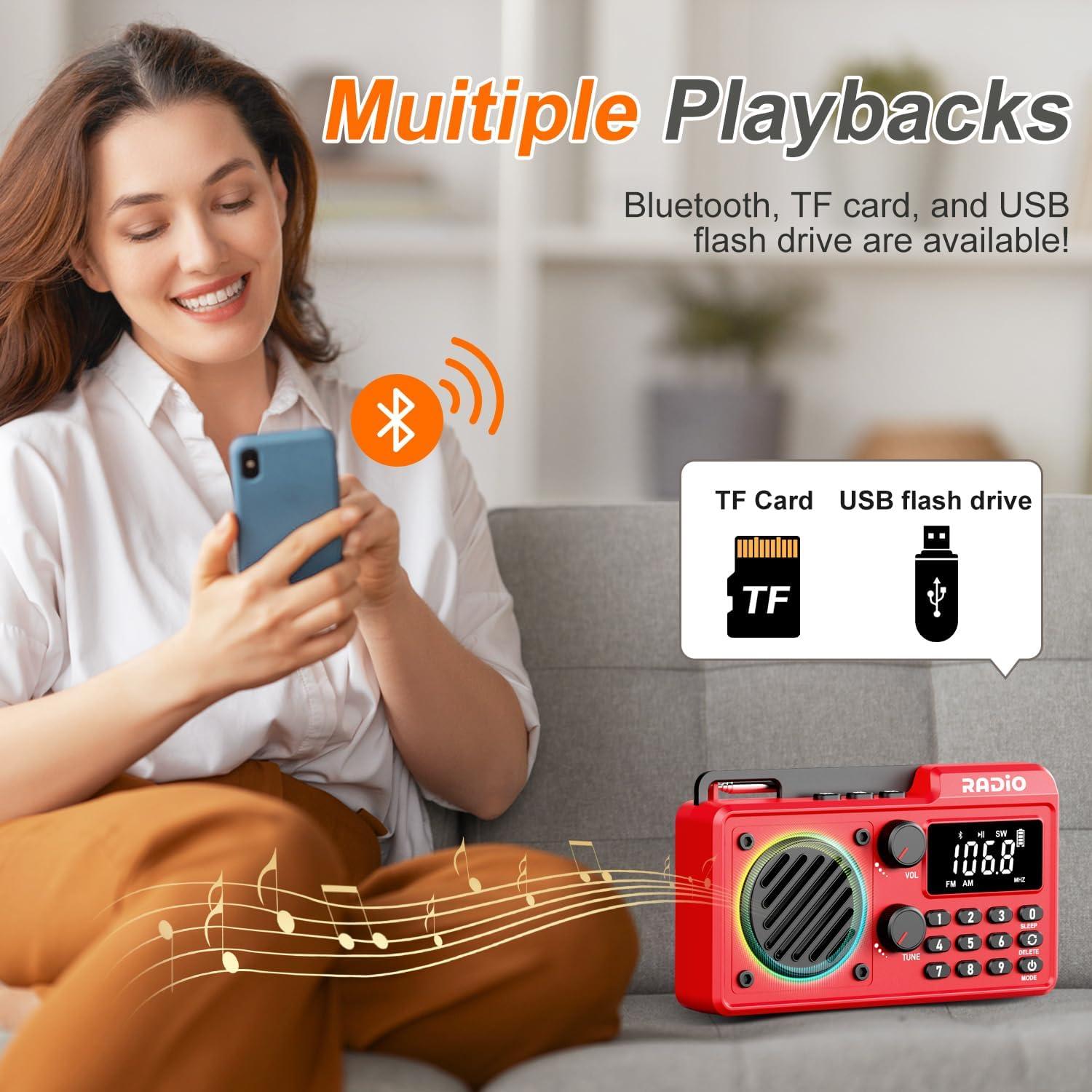 Radio Portátil AM FM Kamapulo Q7 Batería 1500mAh Bluetooth