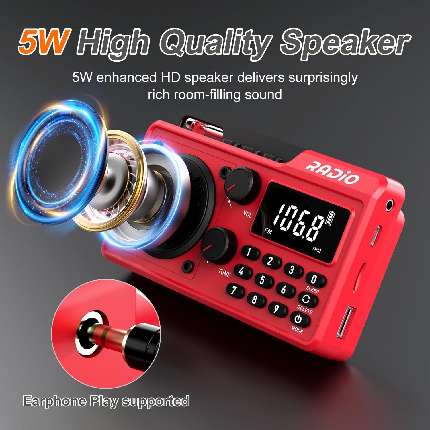 Radio Portátil AM FM Kamapulo Q7 Batería 1500mAh Bluetooth