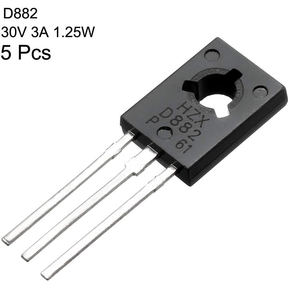 Transistores NPN uxcell D882 3 Pines 3A 30V 1.25W - 5 Pcs