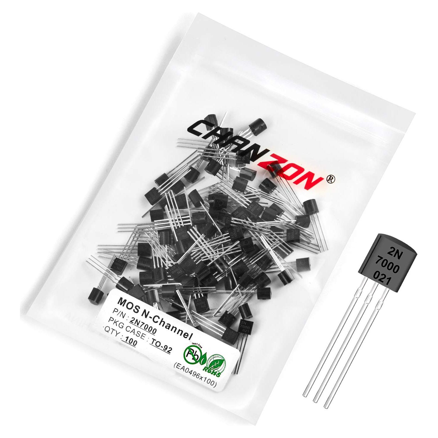 Transistor MOSFET Chanzon 2N7000 NMOS 60V 0.2A Paquete 100